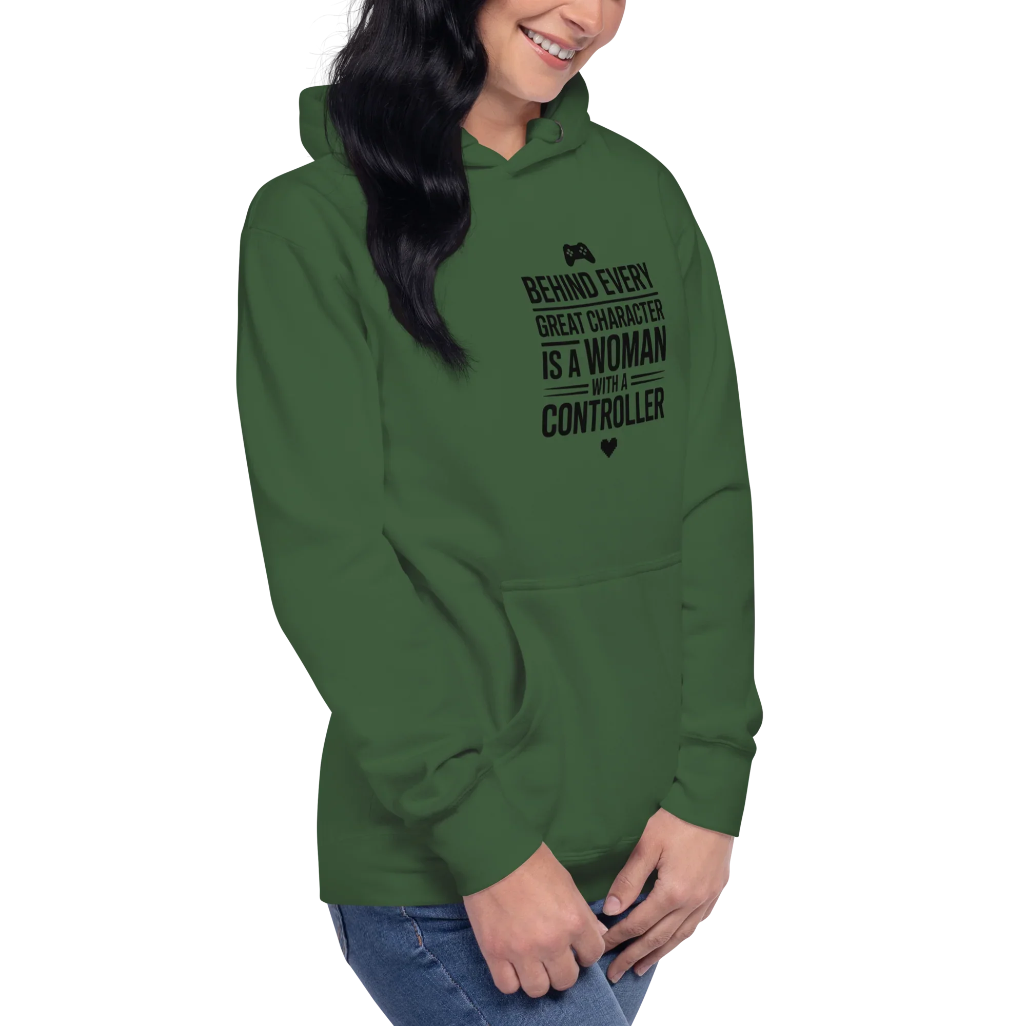 Behind Every Great Character Hoodie – Gamer Girl Controller Quote - RaZits