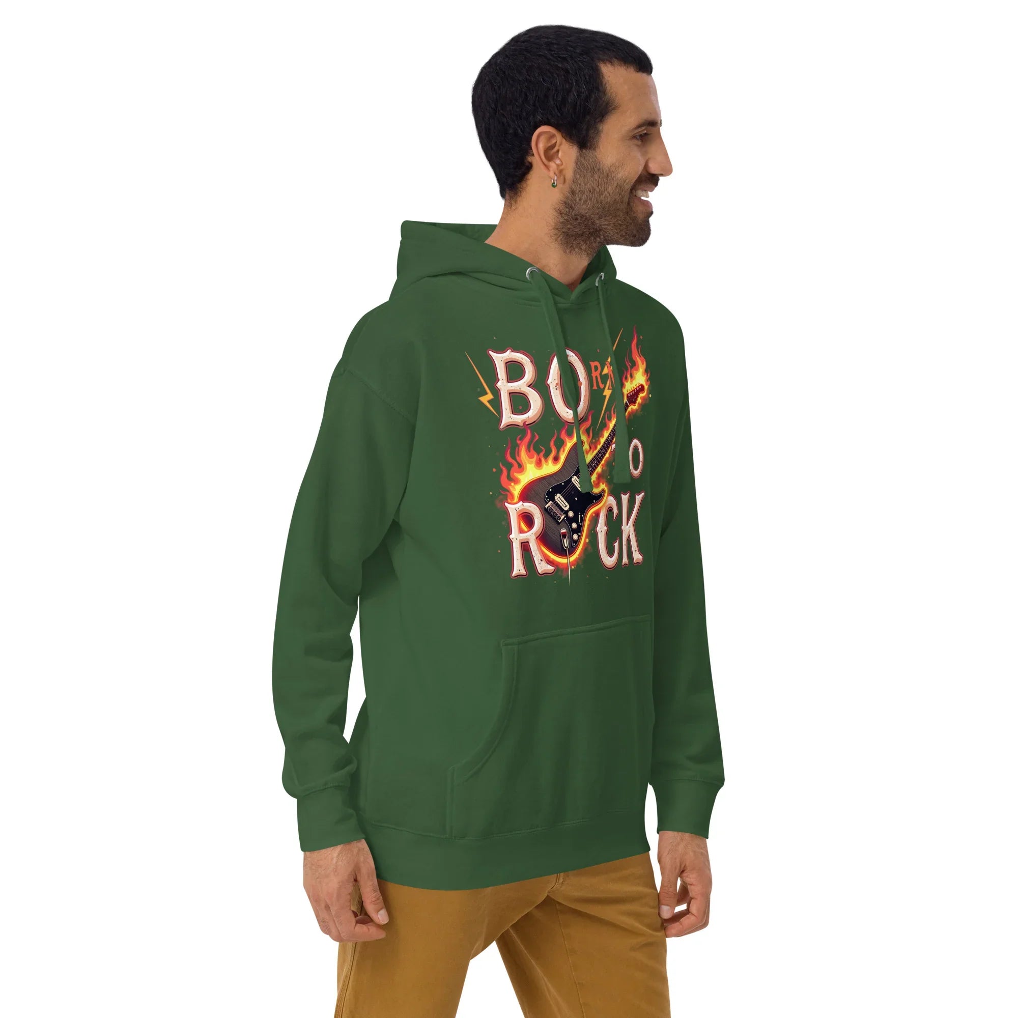 Born to Rock Flame Hoodie – Blazing Guitar Graphic Vibes - RaZits