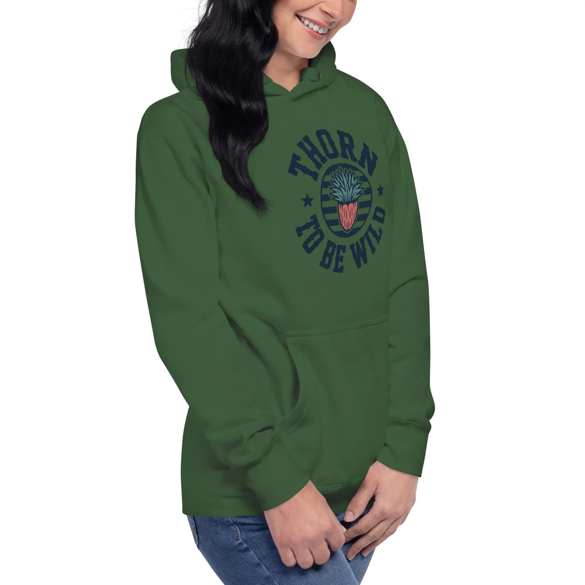 Cactus Hoodie – Thorn to Be Wild Funny Botanical Pullover - RaZits