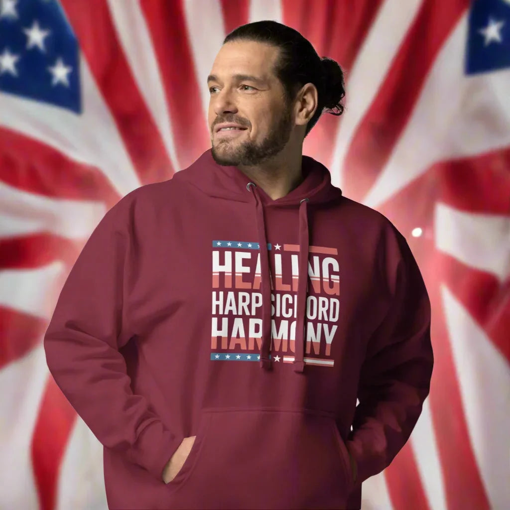 Healing Harpsichord Harmony Hoodie – Patriotic Classical Vibes - RaZits