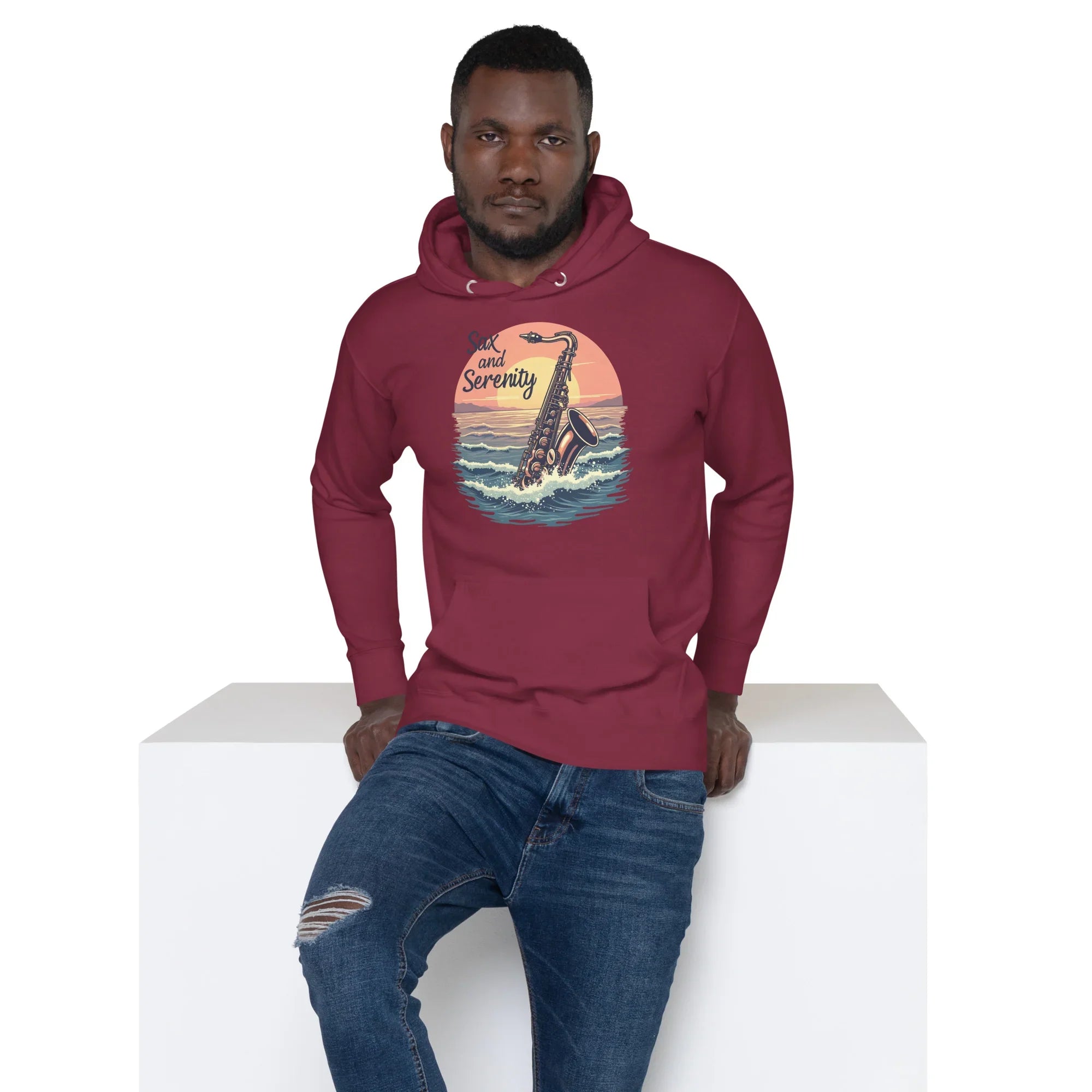 Sax and Serenity Hoodie – Sunset Jazz Vibes for Peaceful Souls - RaZits
