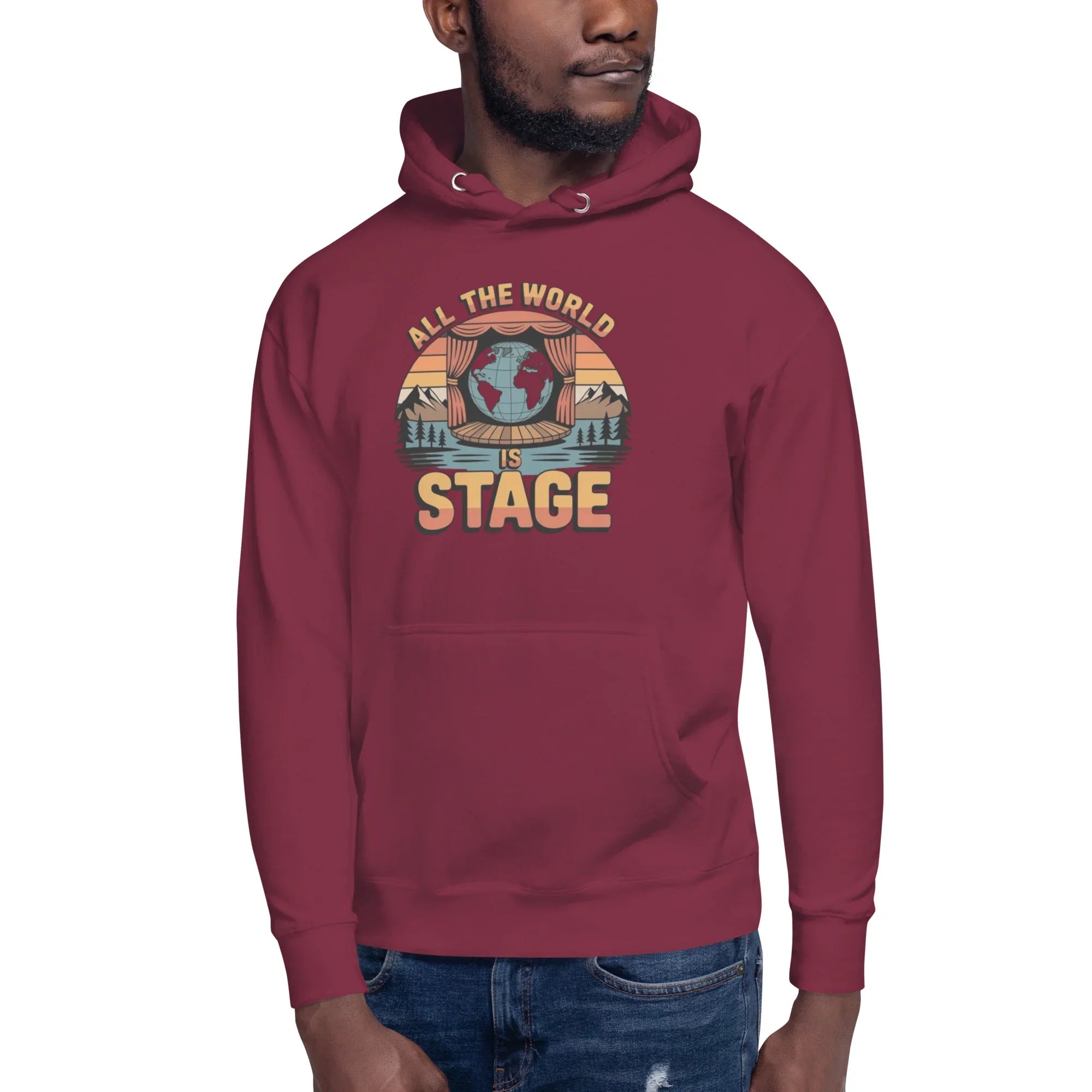 All The World Is Stage Hoodie – Retro Theater Quote - RaZits