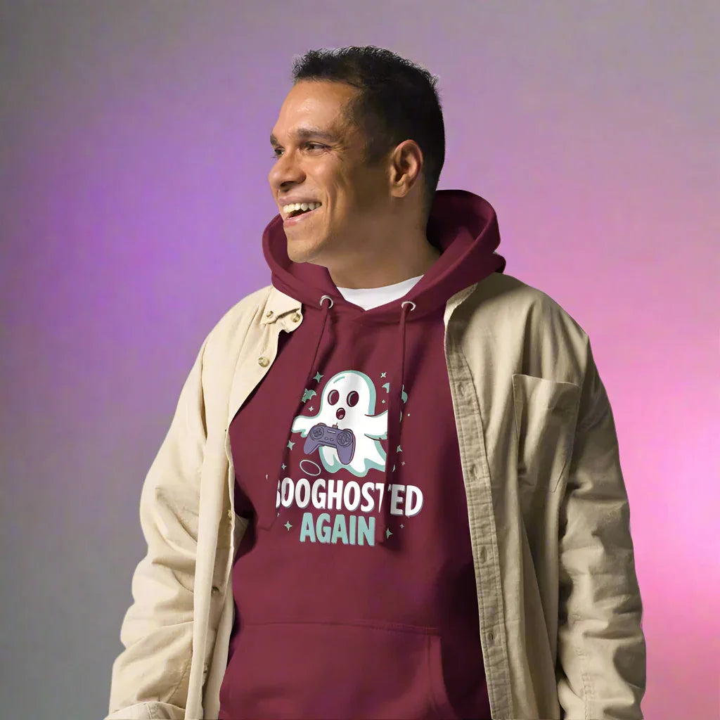 Booghosted Again Hoodie – Cute Gamer Ghost Graphic - RaZits