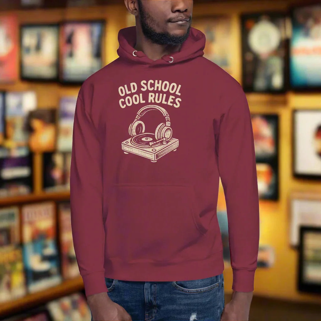 Old School Cool Rules Hoodie – Vintage Turntable Chillwear - RaZits