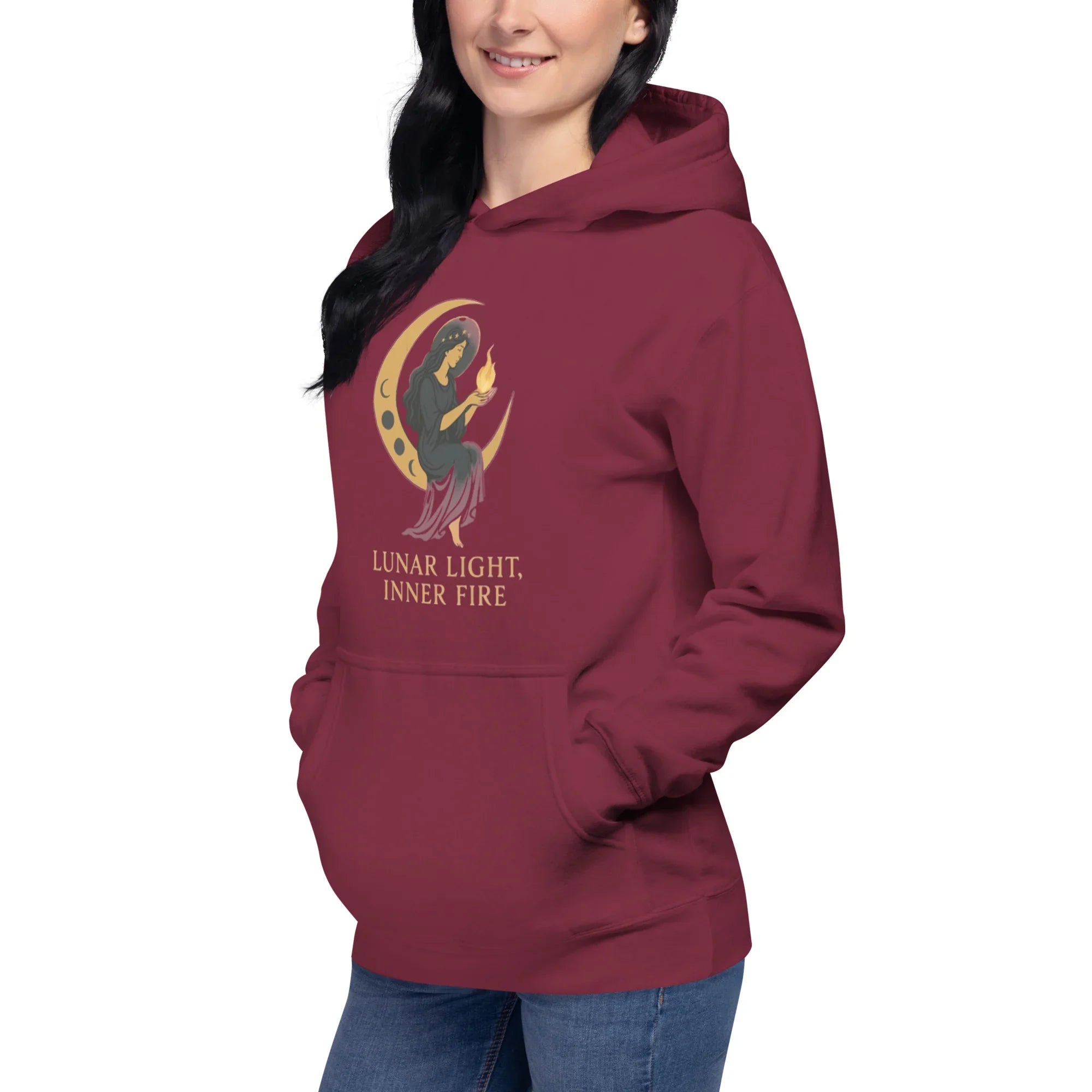 Lunar Light Inner Fire Hoodie – Moon Goddess Art - RaZits