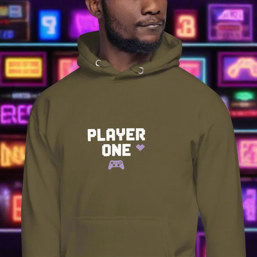 Player One Hoodie – Minimalist Pixel Gamer Design - RaZits
