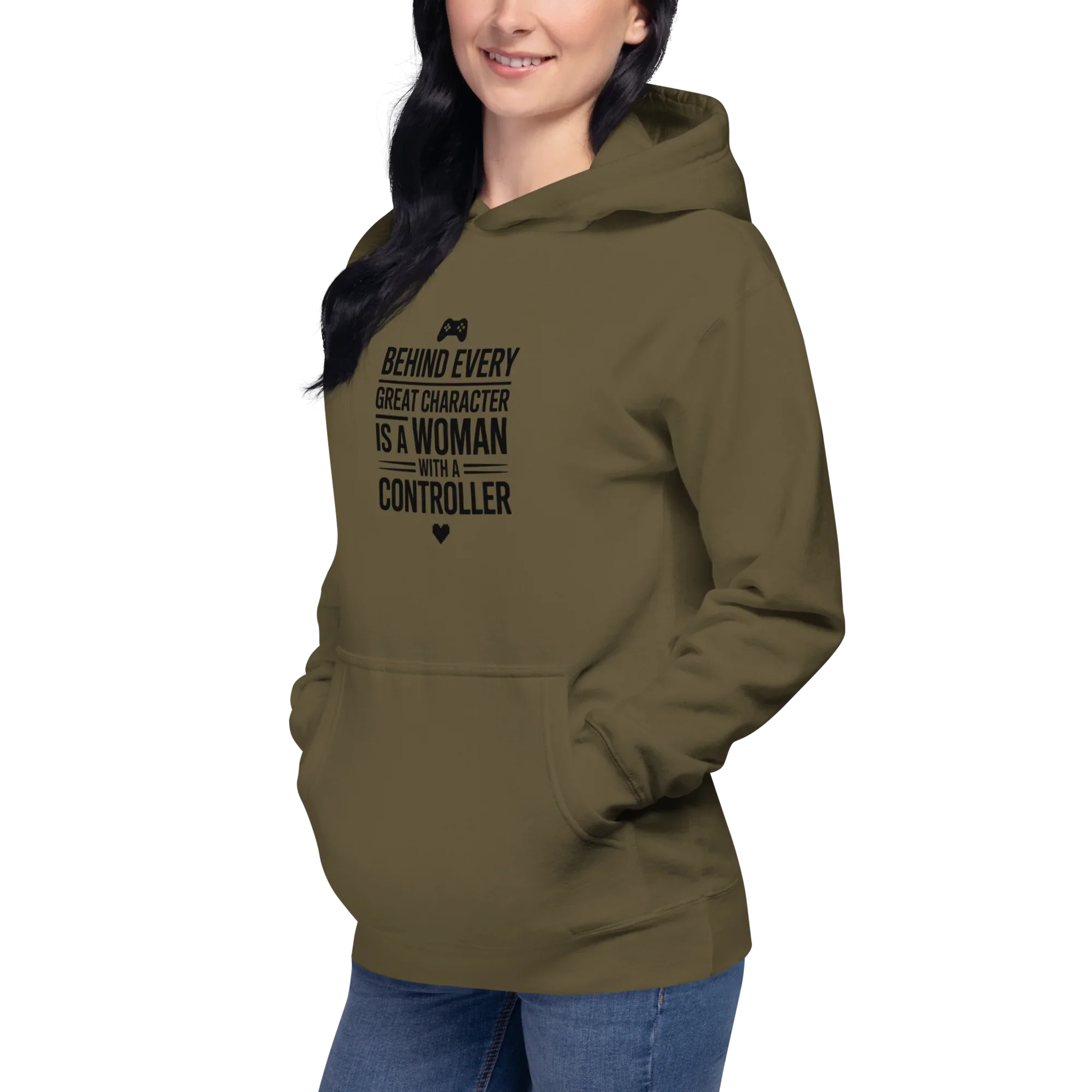 Behind Every Great Character Hoodie – Gamer Girl Controller Quote - RaZits