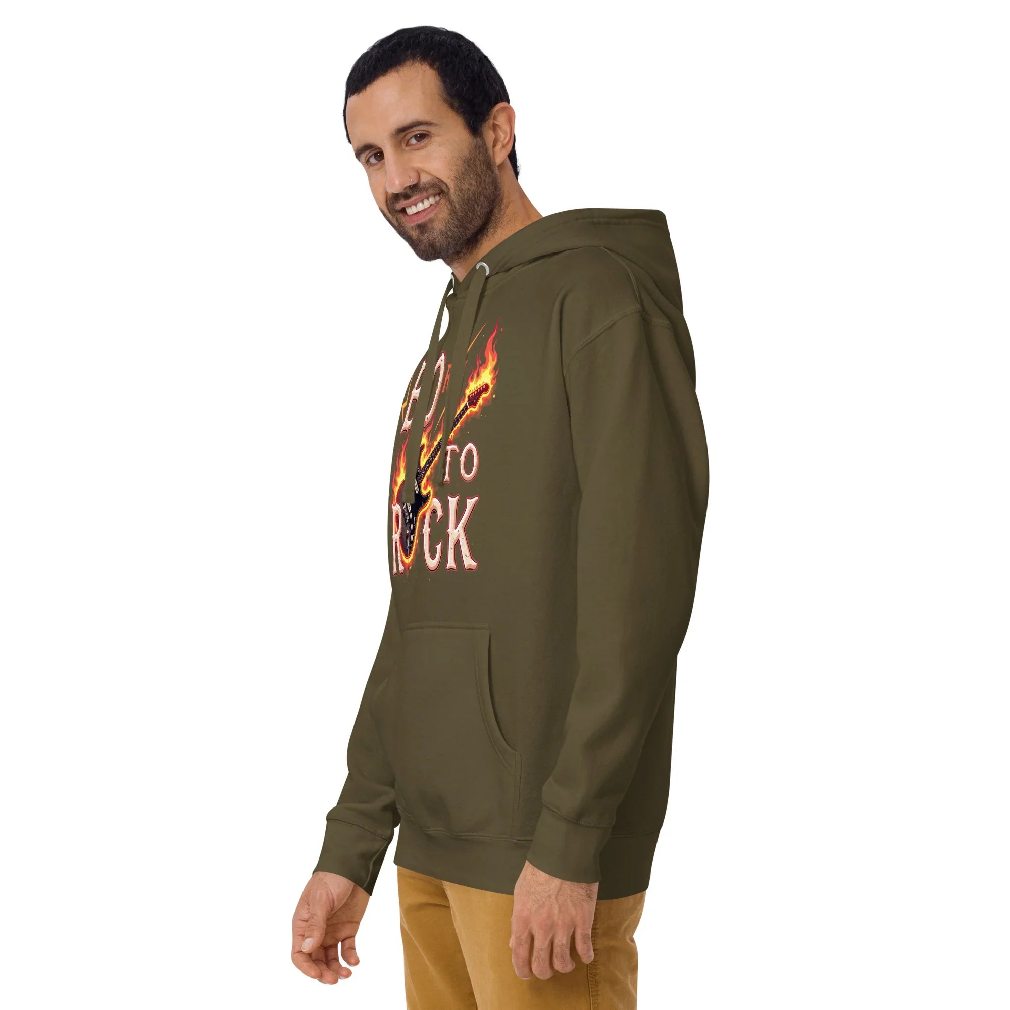 Born to Rock Flame Hoodie – Blazing Guitar Graphic Vibes - RaZits