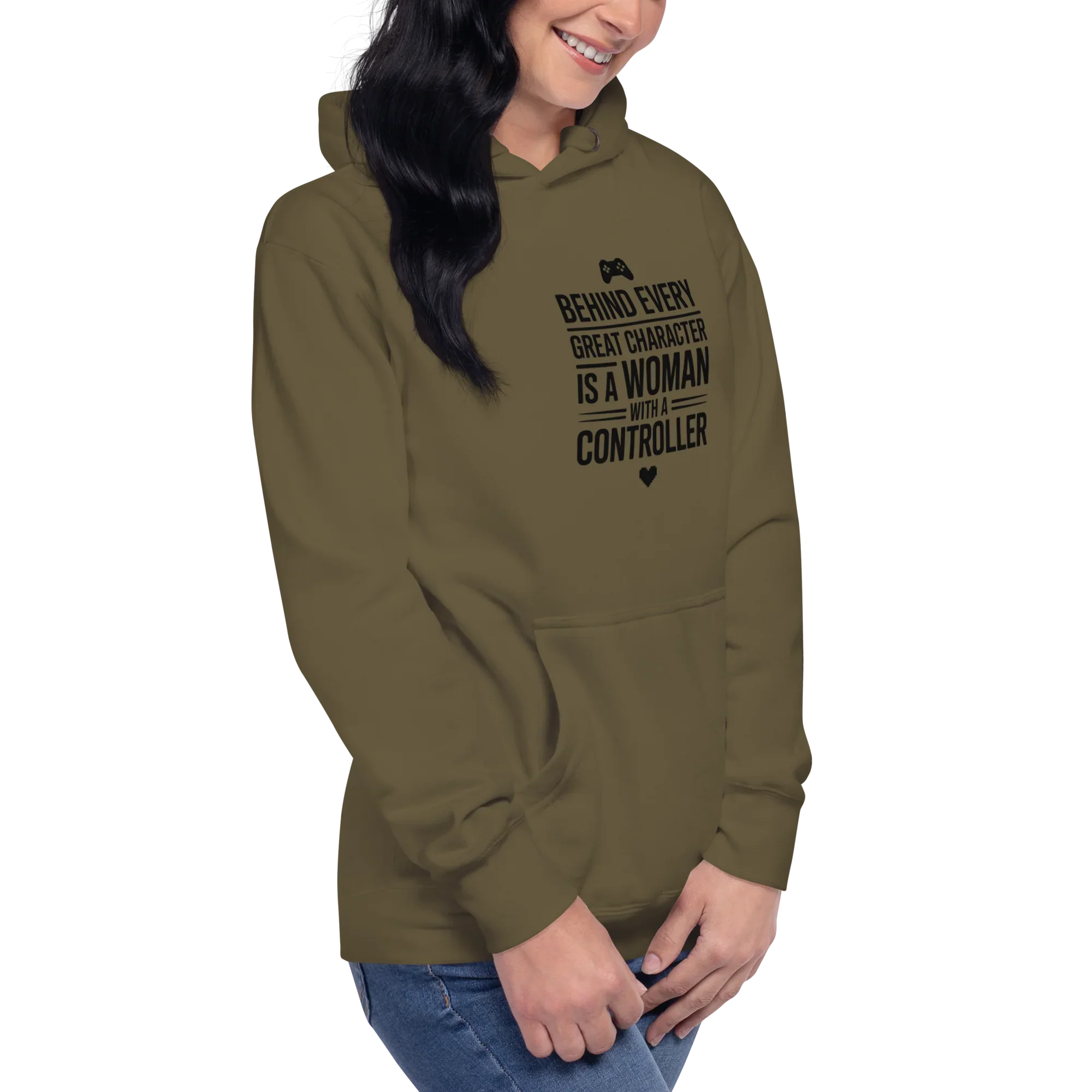 Behind Every Great Character Hoodie – Gamer Girl Controller Quote - RaZits
