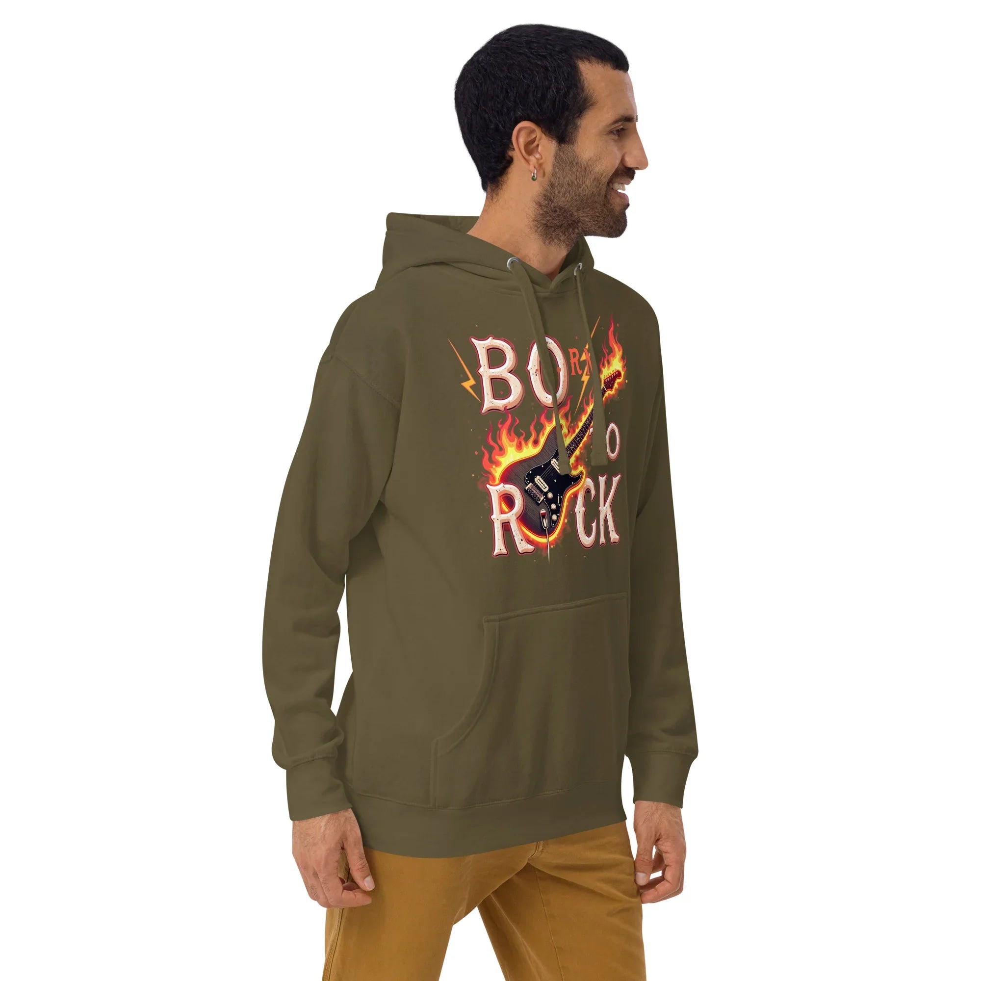 Born to Rock Flame Hoodie – Blazing Guitar Graphic Vibes - RaZits