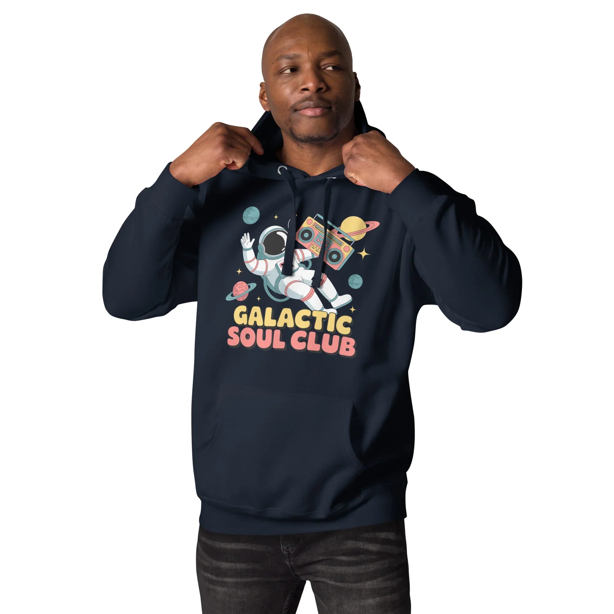Galactic Soul Club Hoodie – Retro Astronaut Art - RaZits