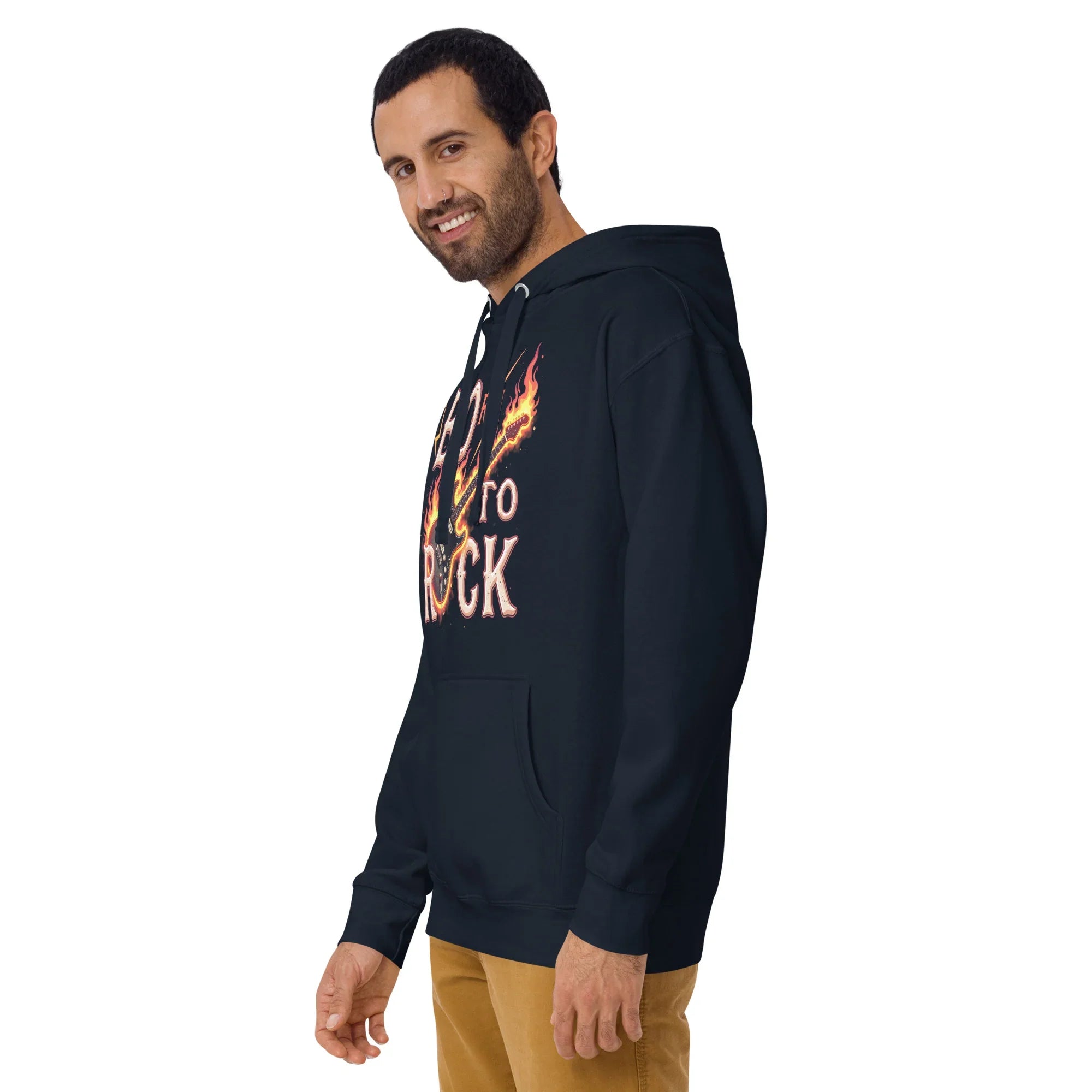 Born to Rock Flame Hoodie – Blazing Guitar Graphic Vibes - RaZits