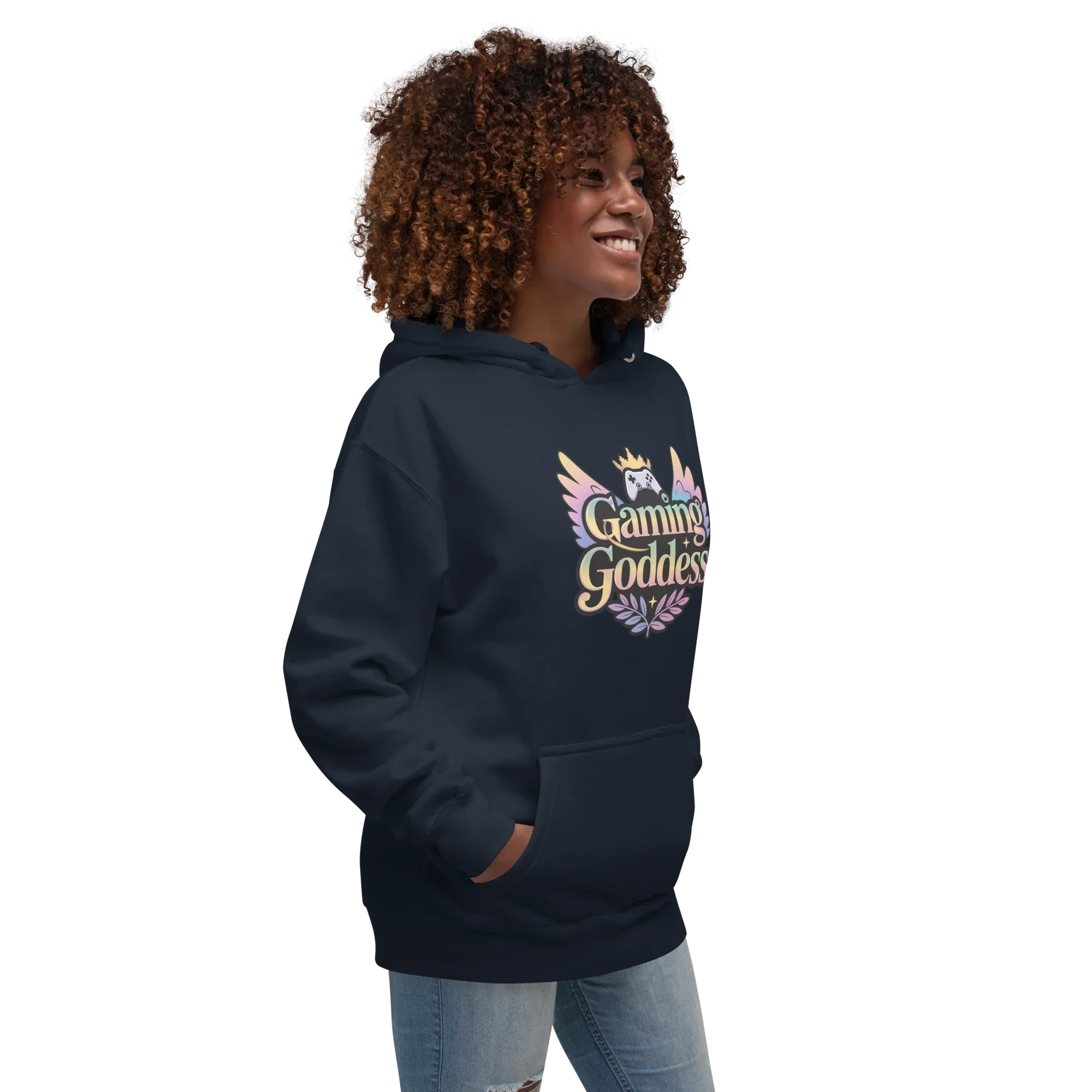 Gaming Goddess Hoodie – Pastel Wings & Crown Design for Women - RaZits
