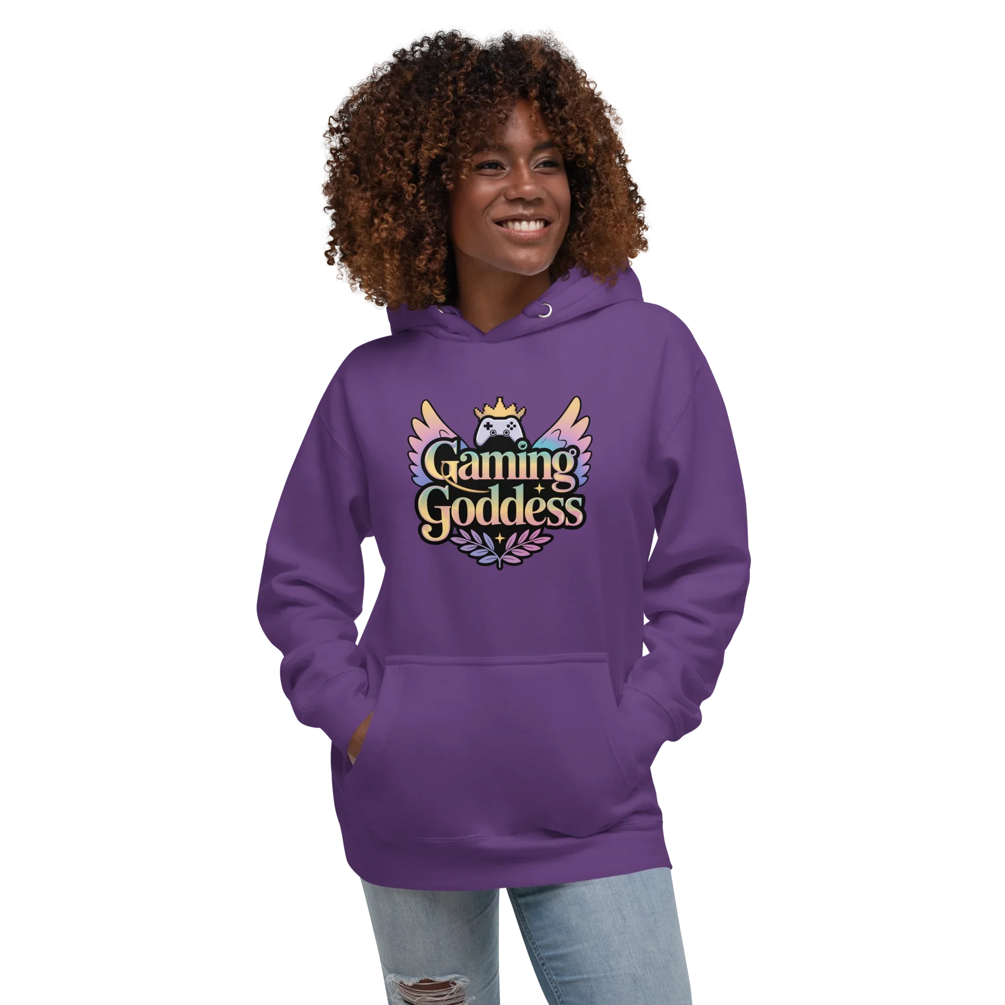 Gaming Goddess Hoodie – Pastel Wings & Crown Design for Women - RaZits