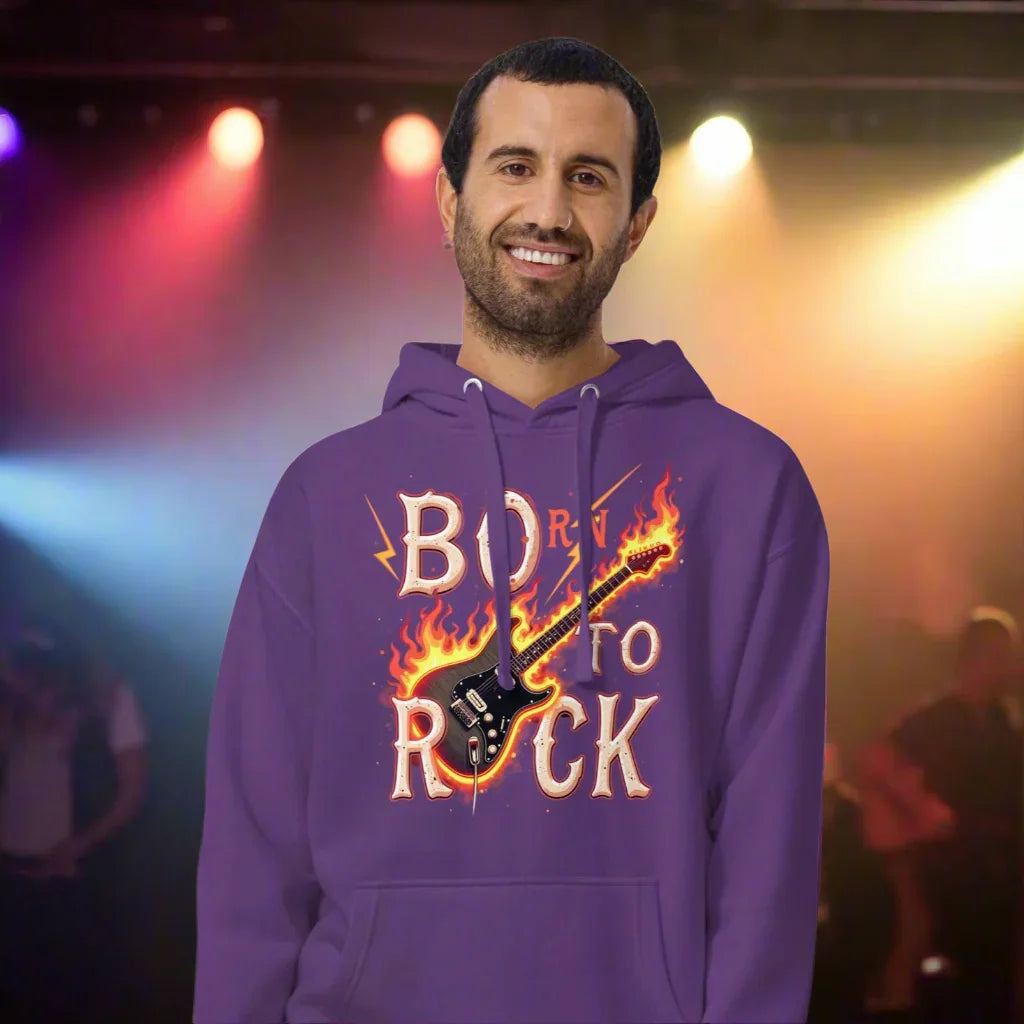 Born to Rock Flame Hoodie – Blazing Guitar Graphic Vibes - RaZits