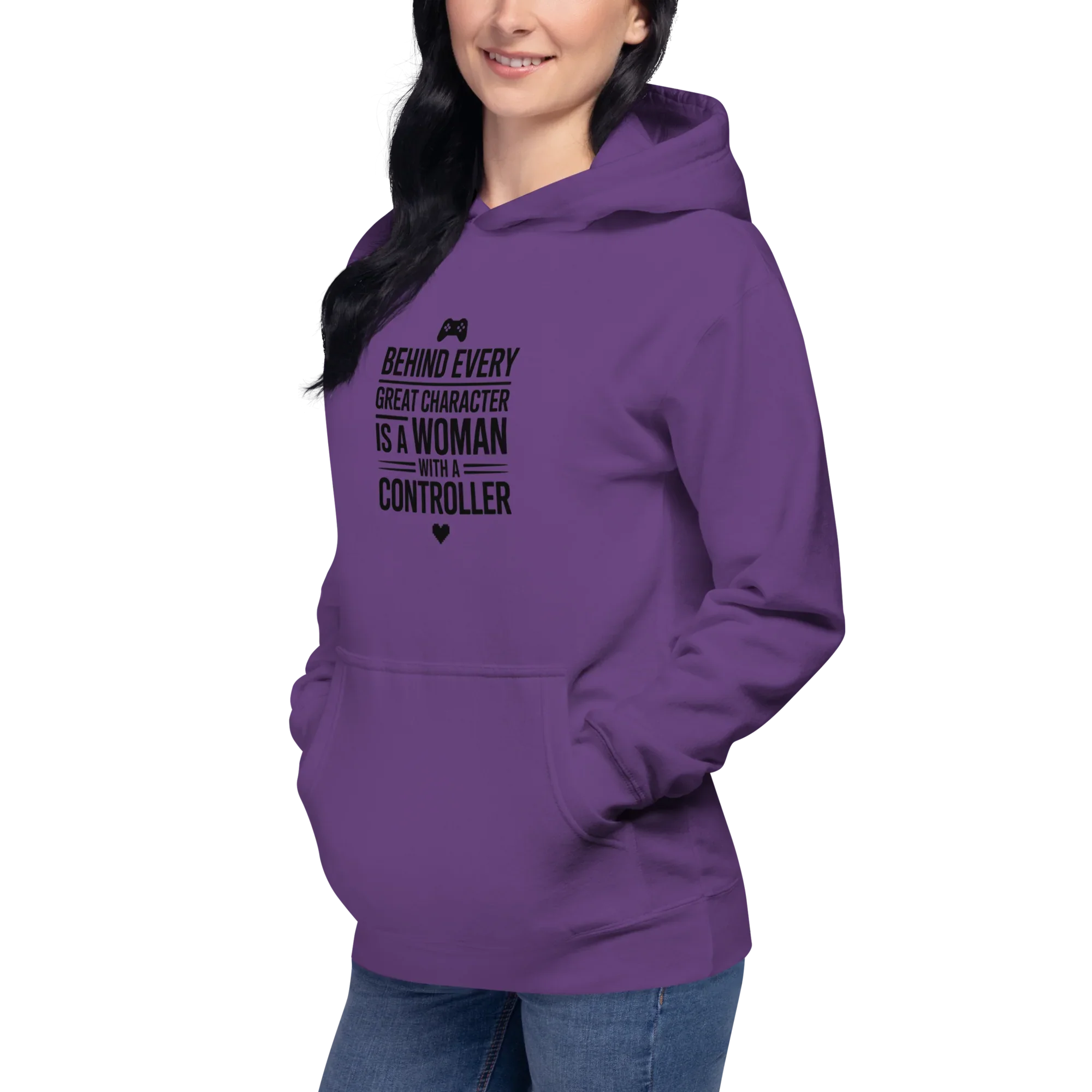 Behind Every Great Character Hoodie – Gamer Girl Controller Quote - RaZits