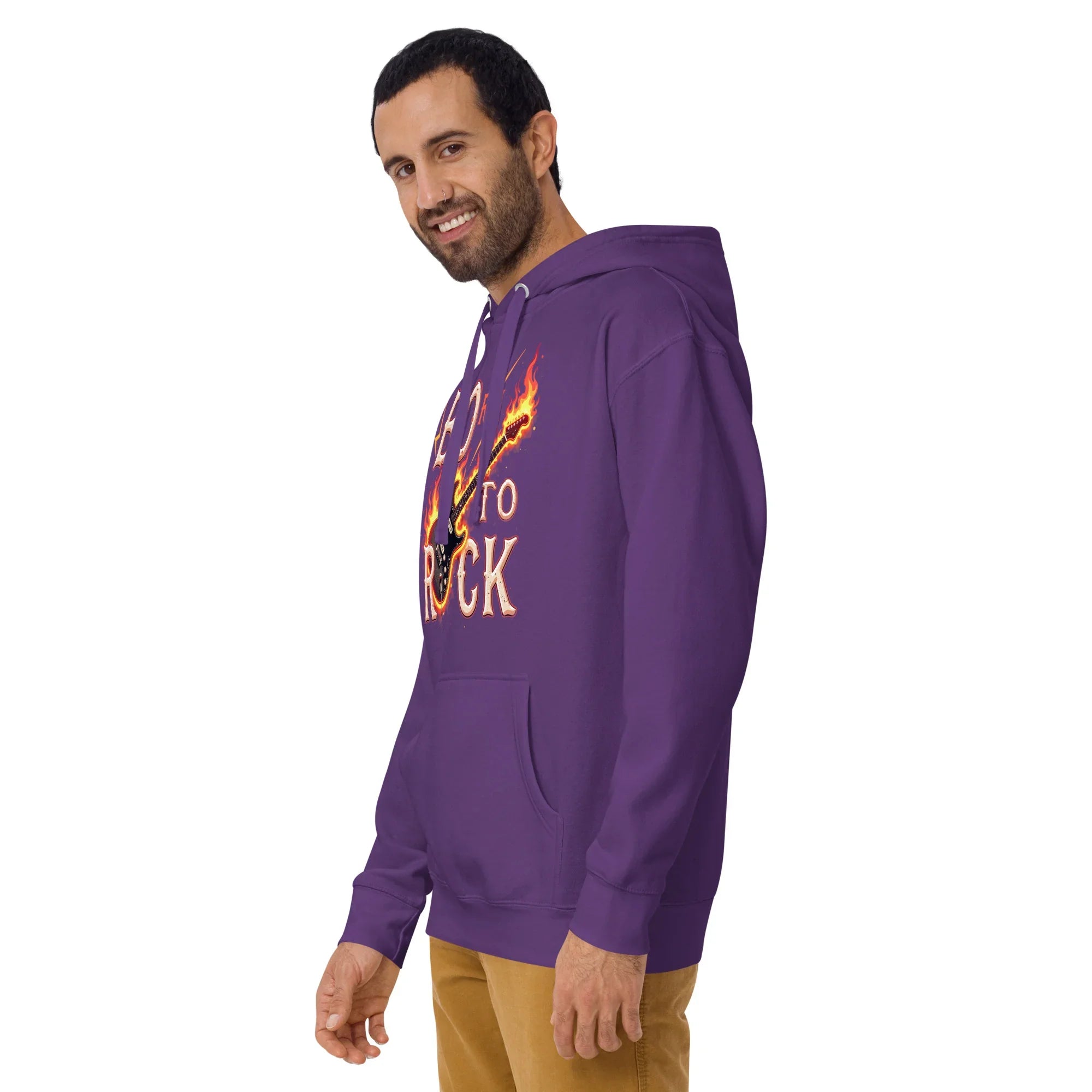 Born to Rock Flame Hoodie – Blazing Guitar Graphic Vibes - RaZits