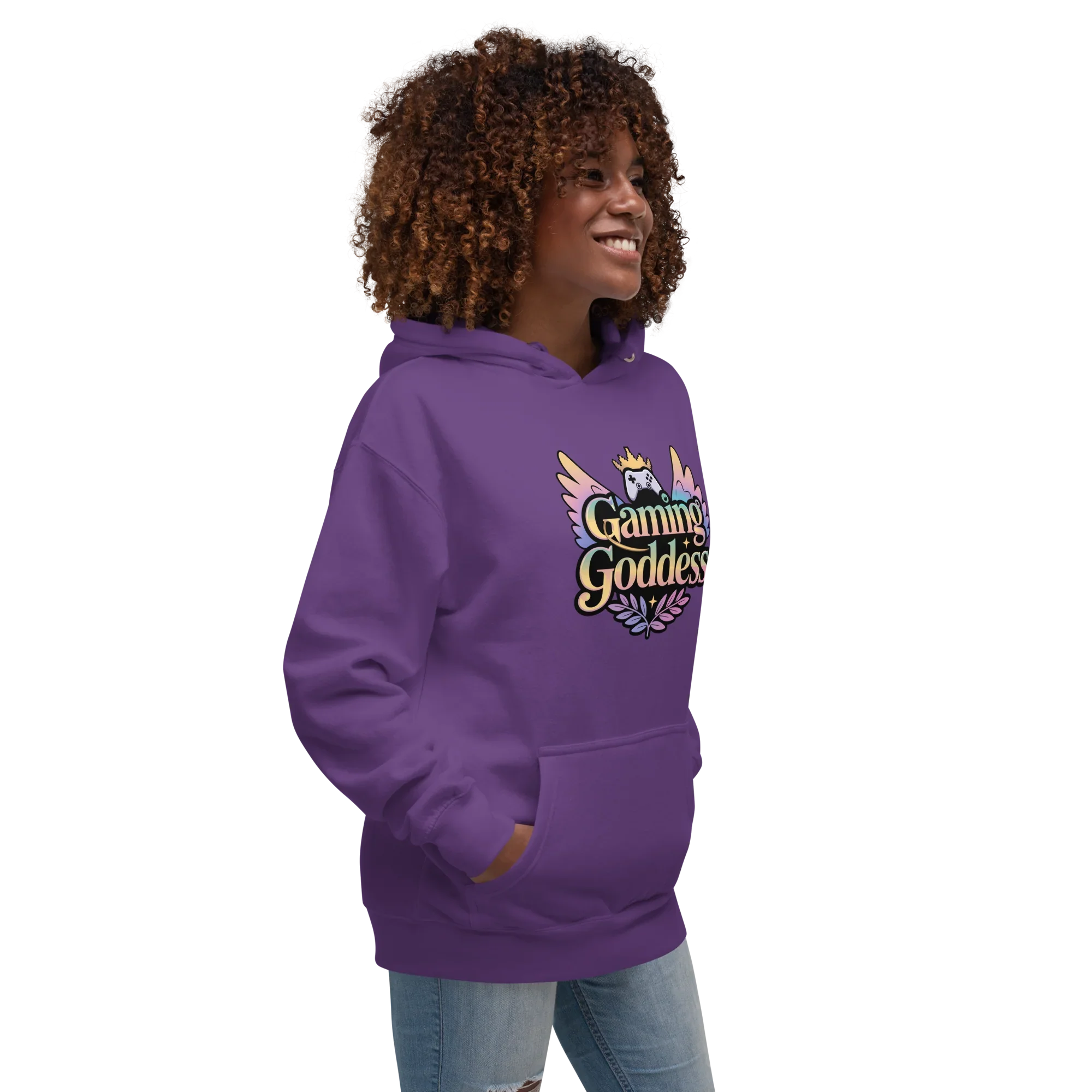 Gaming Goddess Hoodie – Pastel Wings & Crown Design for Women - RaZits