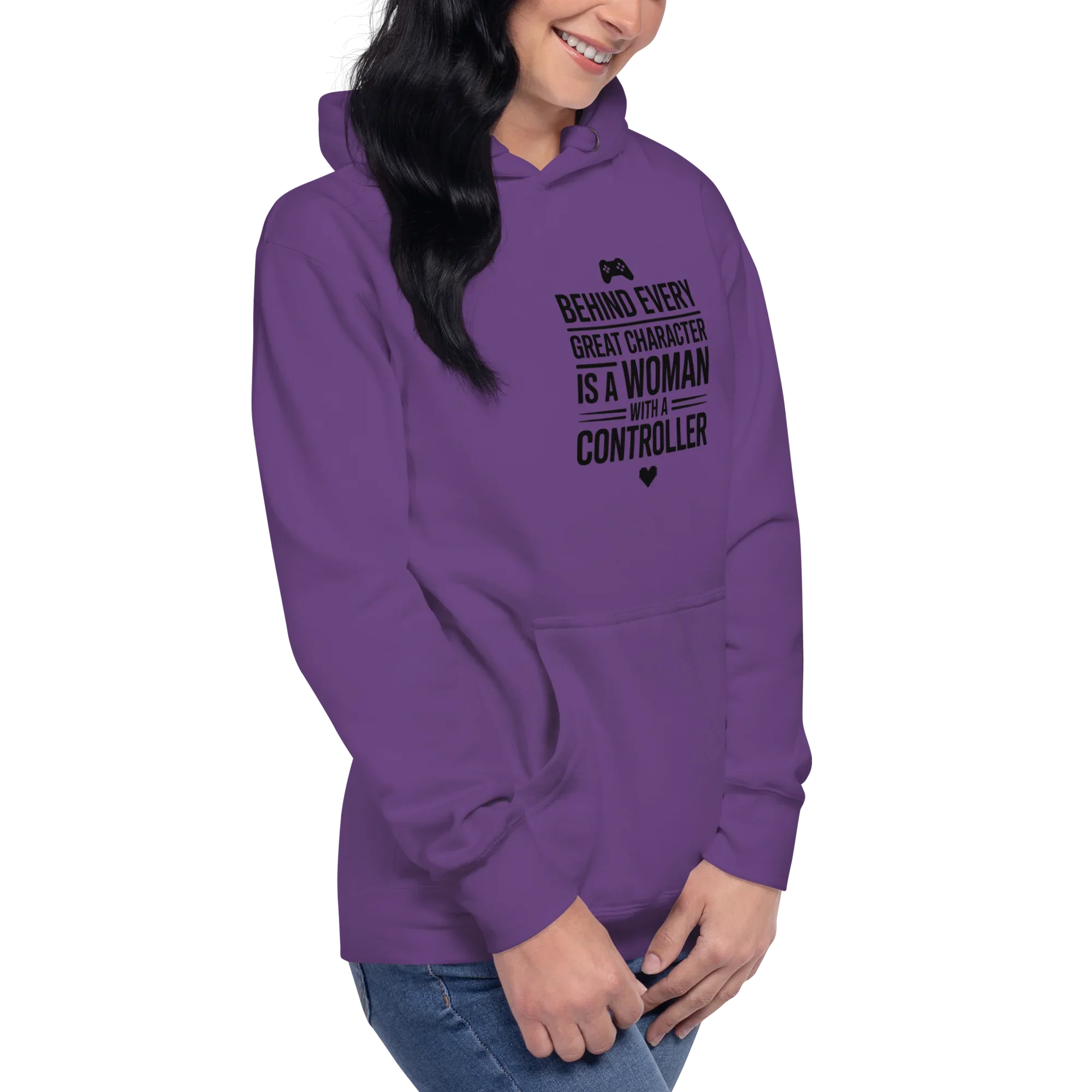 Behind Every Great Character Hoodie – Gamer Girl Controller Quote - RaZits