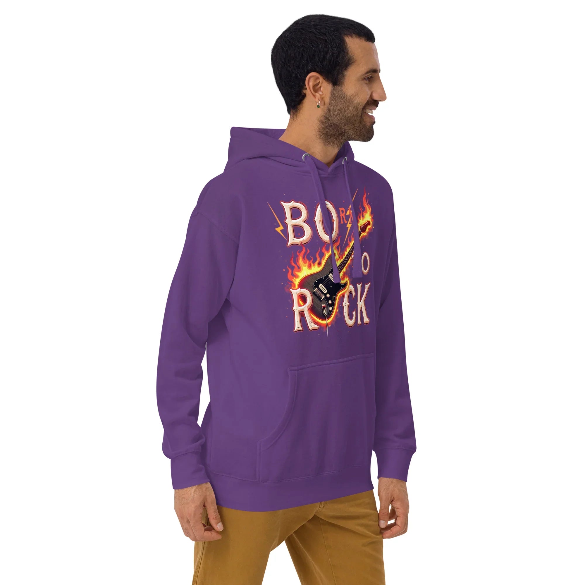 Born to Rock Flame Hoodie – Blazing Guitar Graphic Vibes - RaZits
