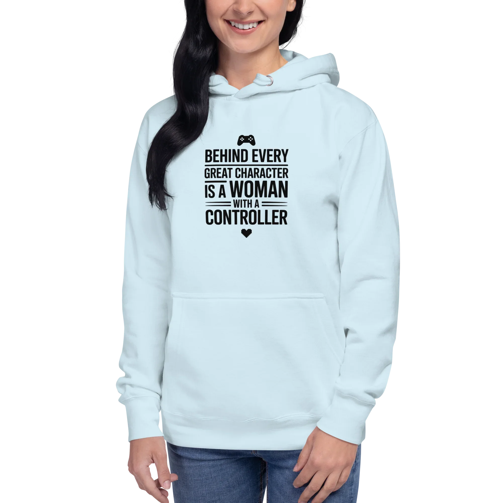 Behind Every Great Character Hoodie – Gamer Girl Controller Quote - RaZits