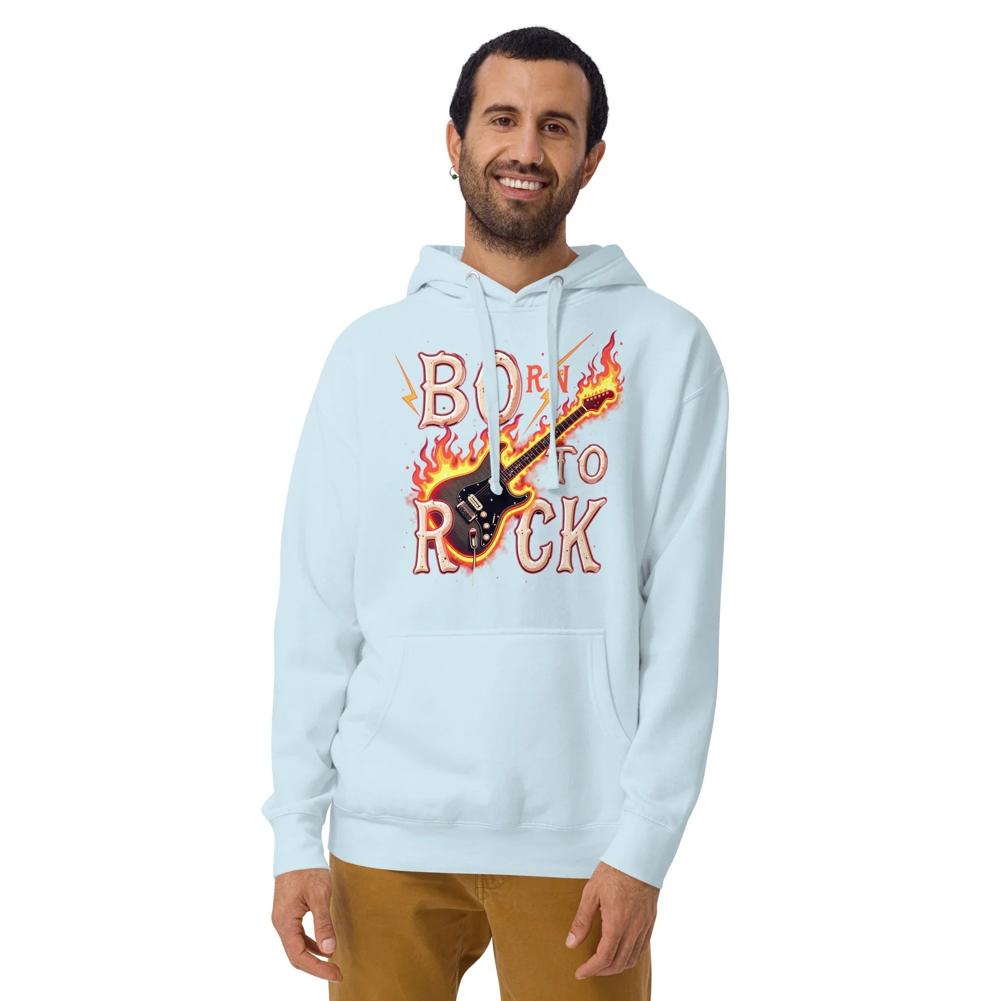Born to Rock Flame Hoodie – Blazing Guitar Graphic Vibes - RaZits