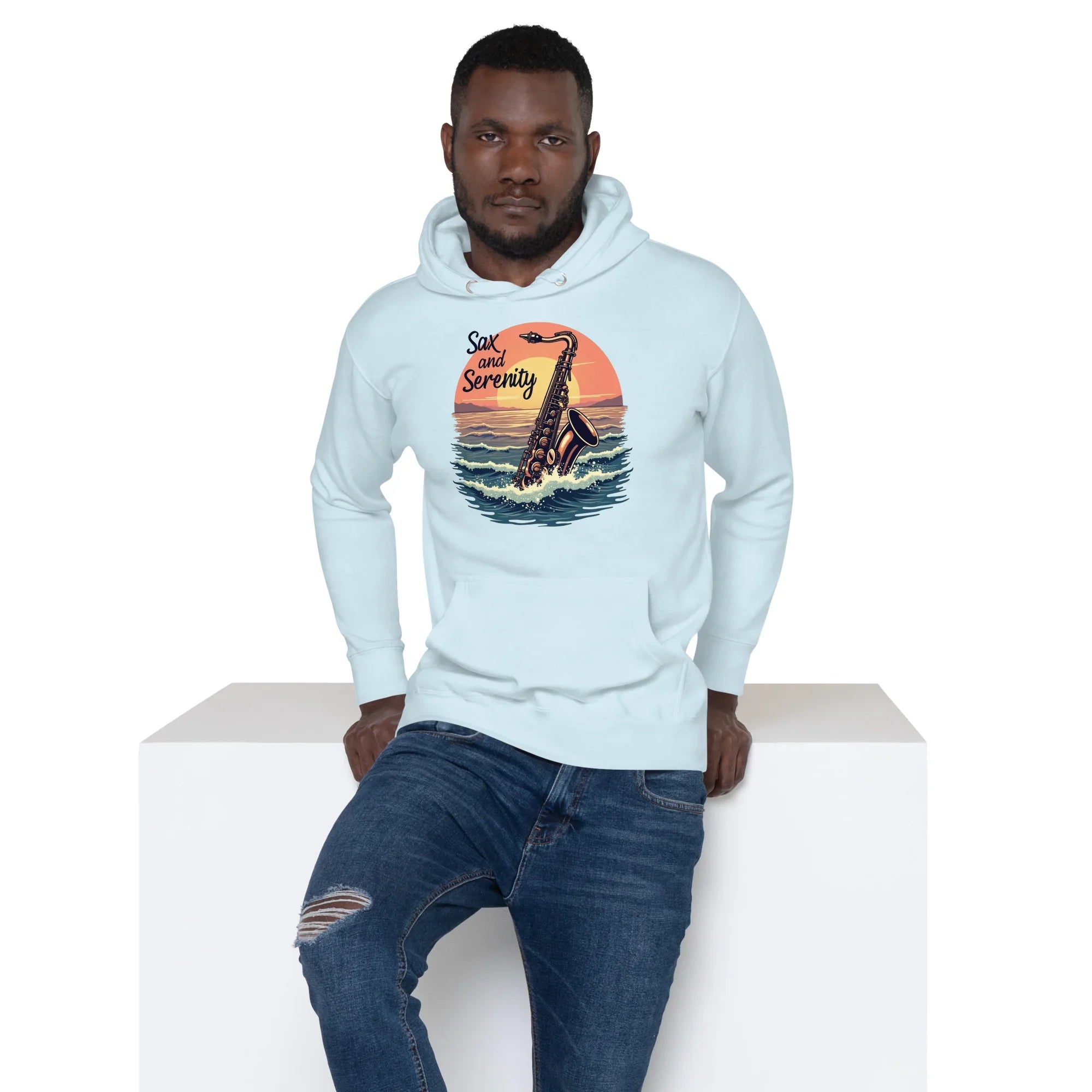 Sax and Serenity Hoodie – Sunset Jazz Vibes for Peaceful Souls - RaZits