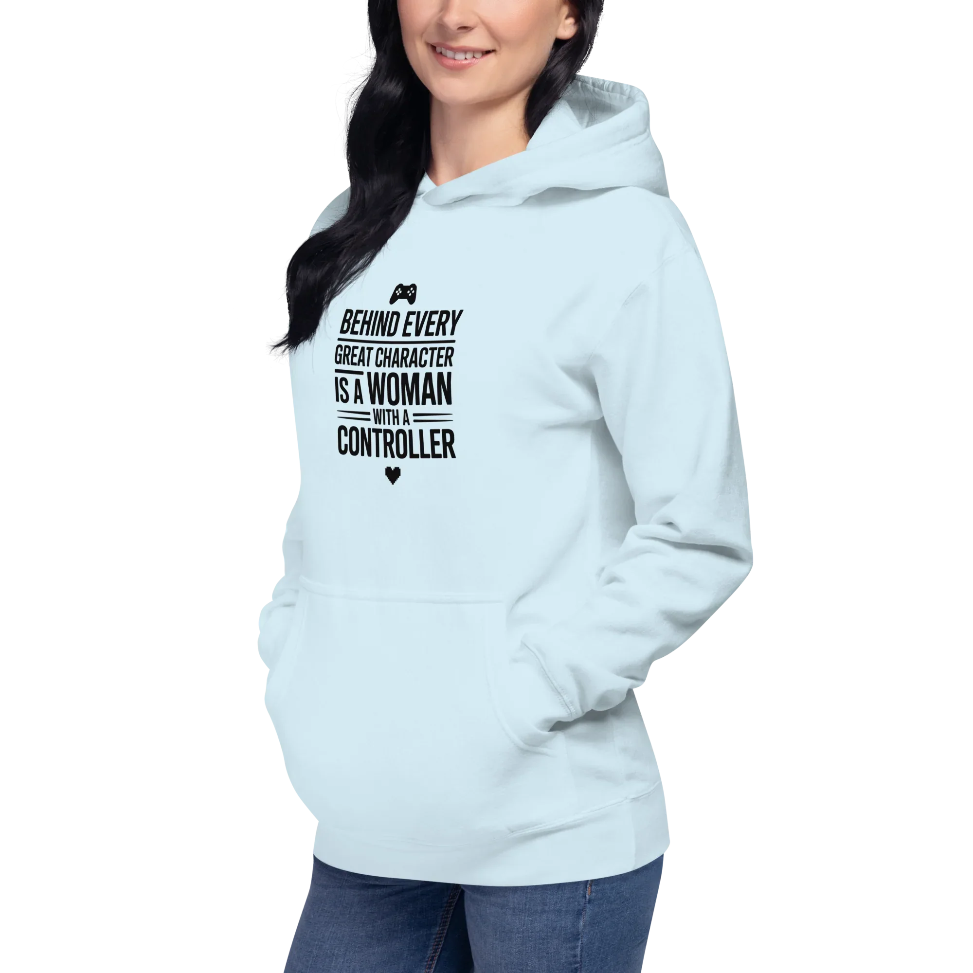 Behind Every Great Character Hoodie – Gamer Girl Controller Quote - RaZits
