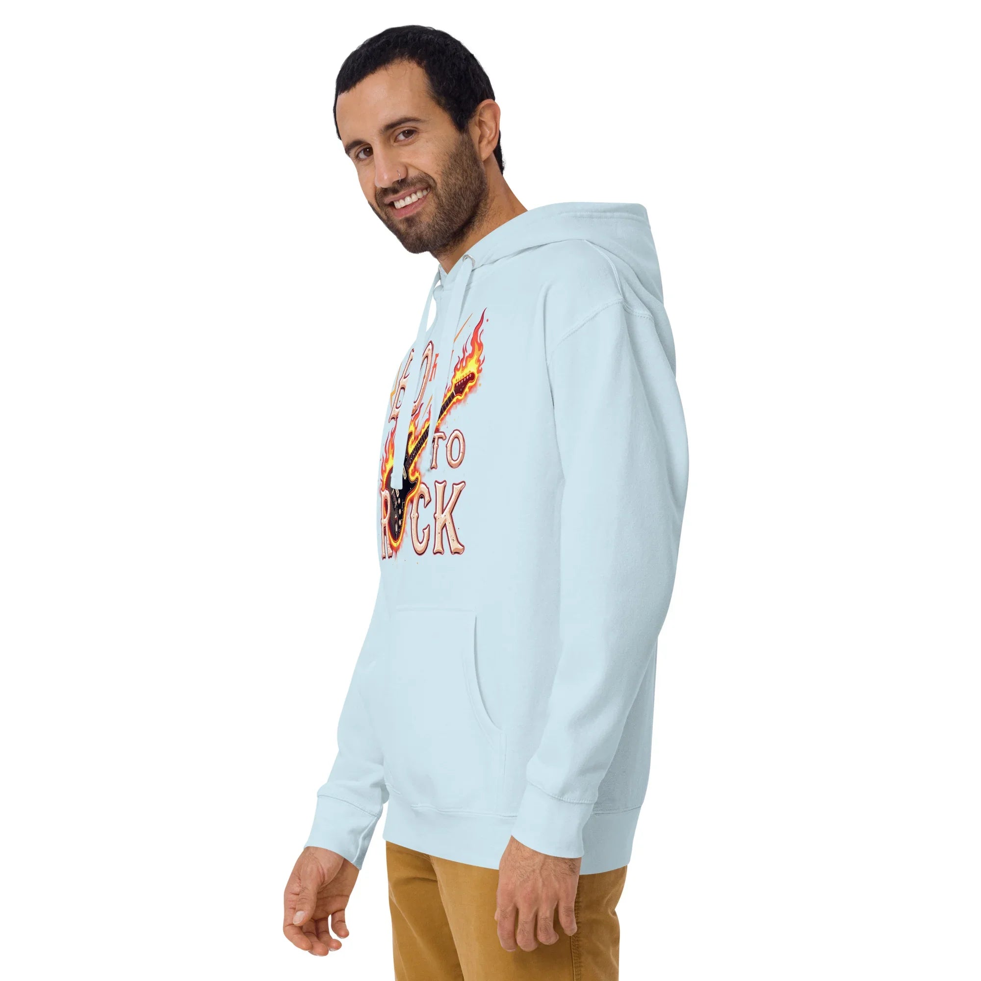 Born to Rock Flame Hoodie – Blazing Guitar Graphic Vibes - RaZits