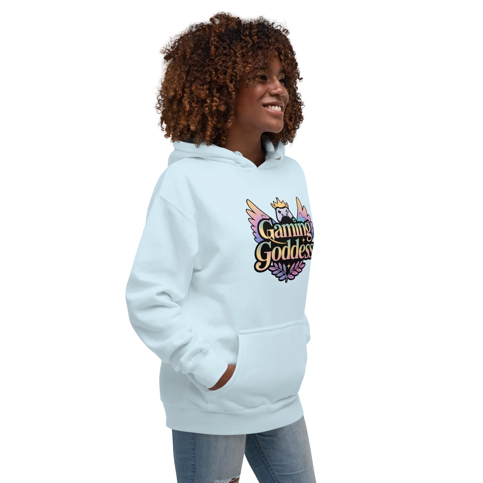 Gaming Goddess Hoodie – Pastel Wings & Crown Design for Women - RaZits