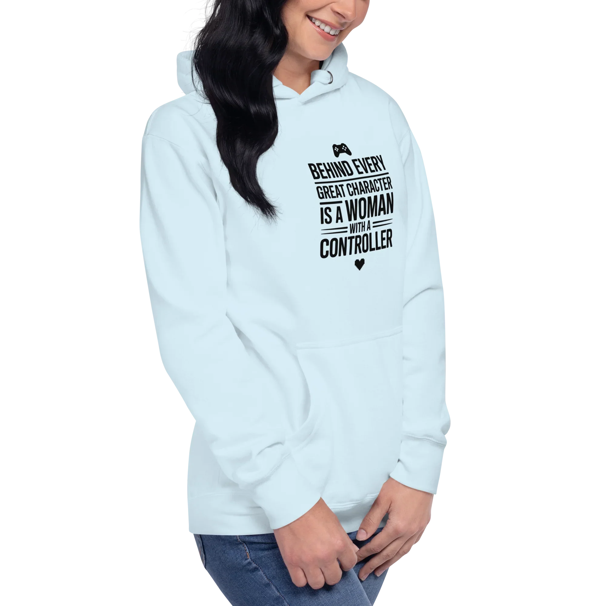 Behind Every Great Character Hoodie – Gamer Girl Controller Quote - RaZits
