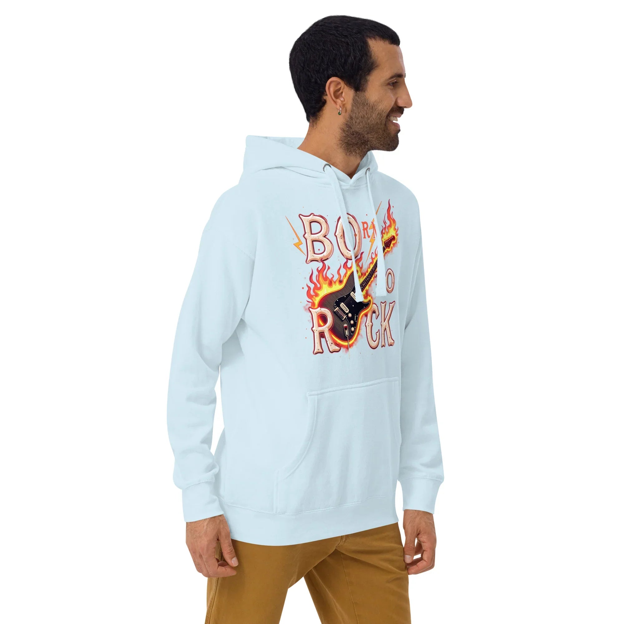 Born to Rock Flame Hoodie – Blazing Guitar Graphic Vibes - RaZits