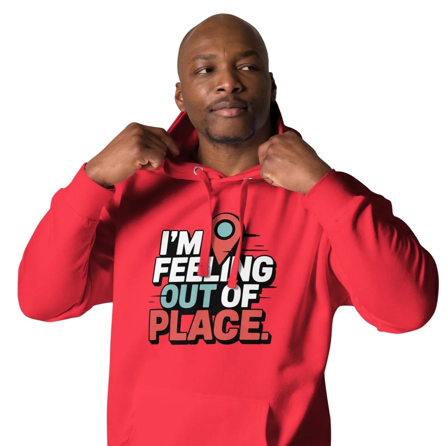 Feeling Out of Place Hoodie – Minimalist Map Pin Design - RaZits