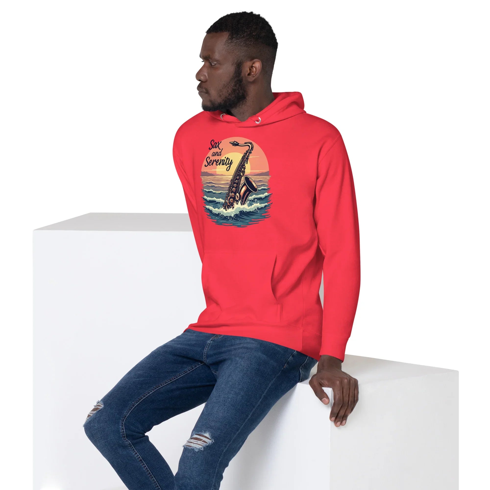 Sax and Serenity Hoodie – Sunset Jazz Vibes for Peaceful Souls - RaZits