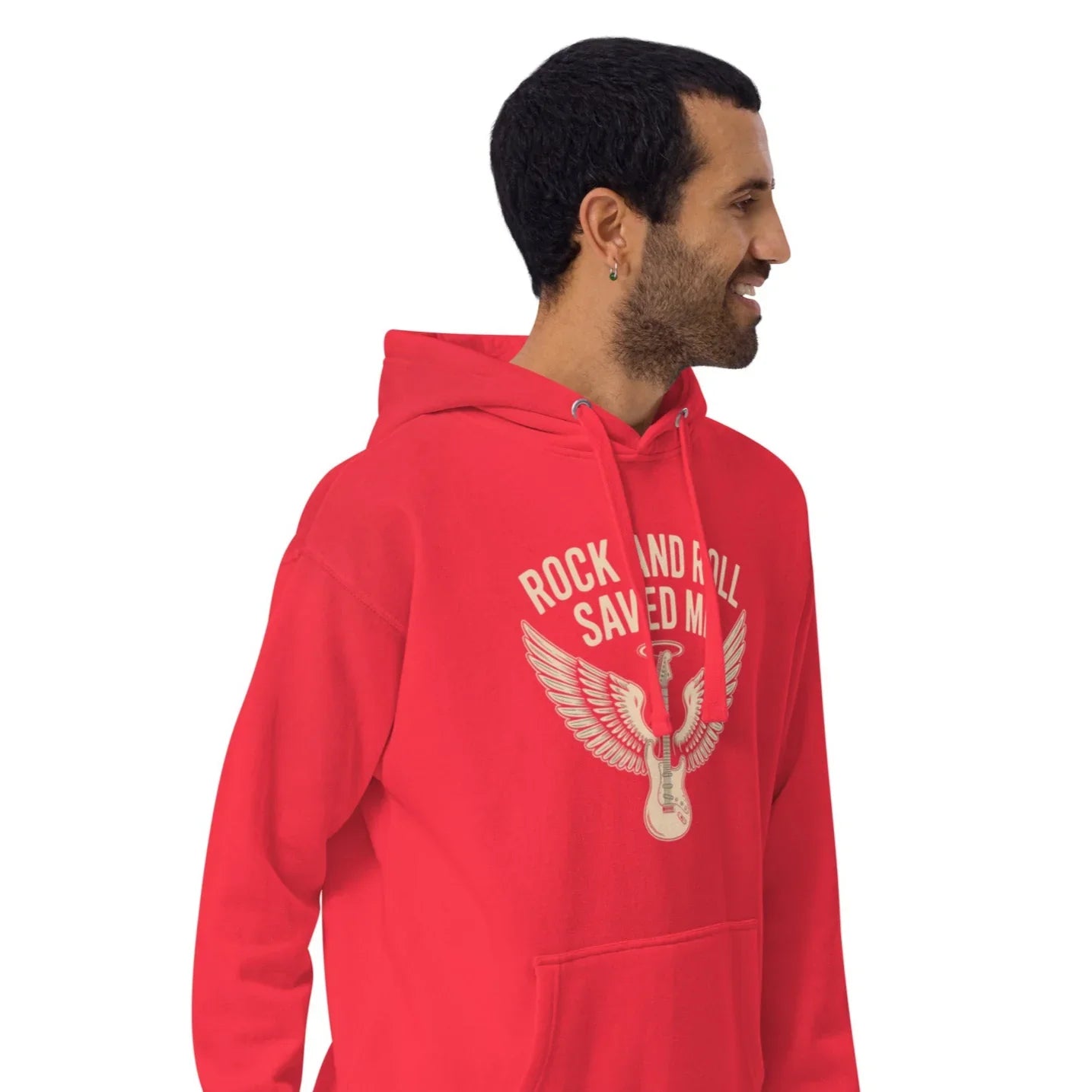 Rock and Roll Saved Me Hoodie – Vintage Guitar Wings Aesthetic - RaZits