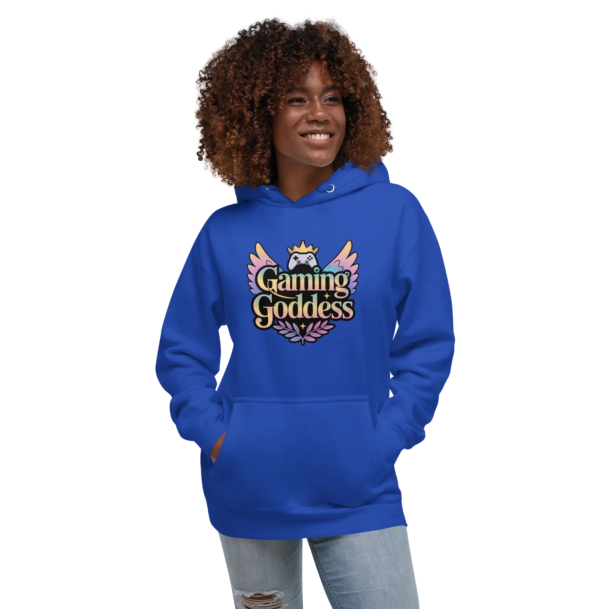 Gaming Goddess Hoodie – Pastel Wings & Crown Design for Women - RaZits