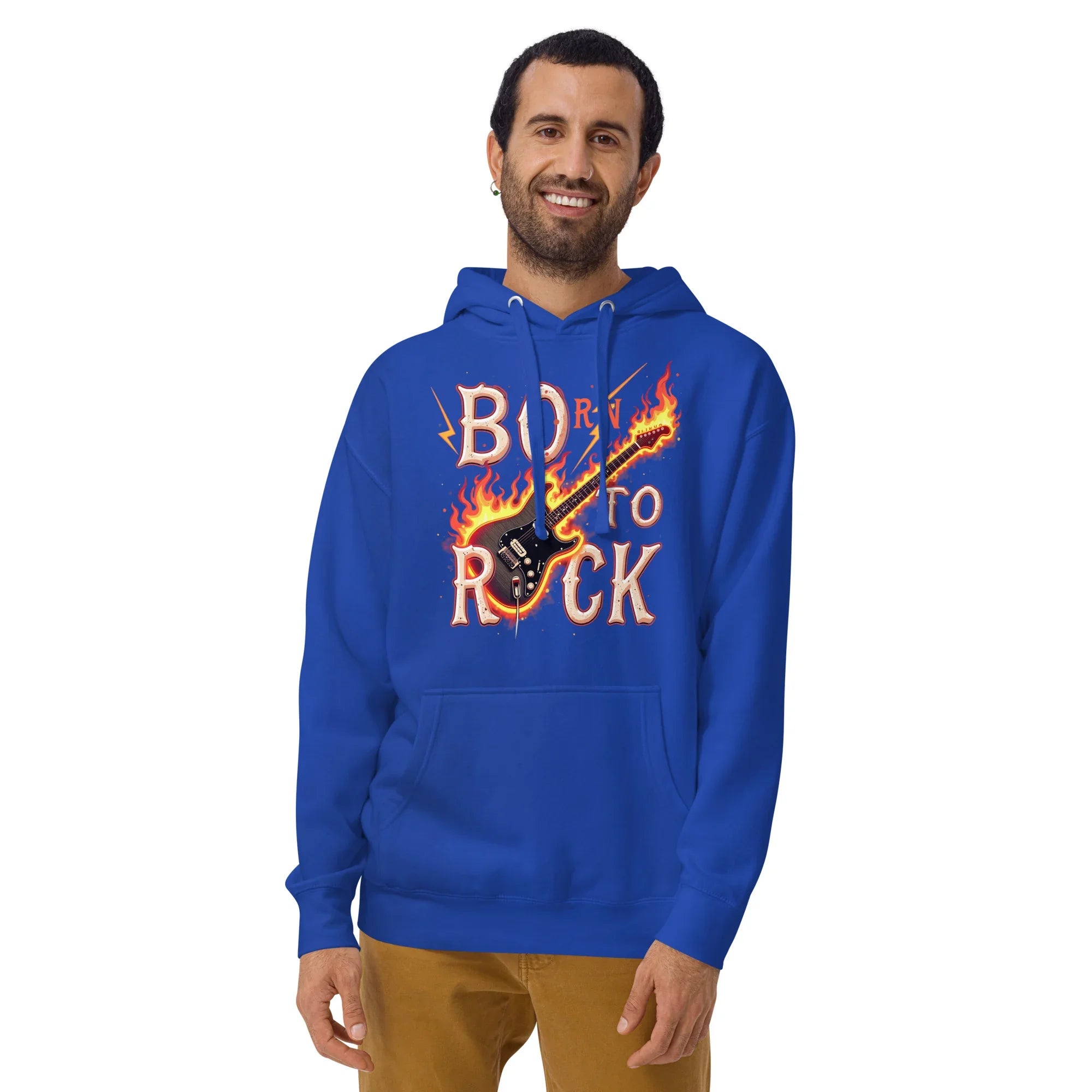 Born to Rock Flame Hoodie – Blazing Guitar Graphic Vibes - RaZits
