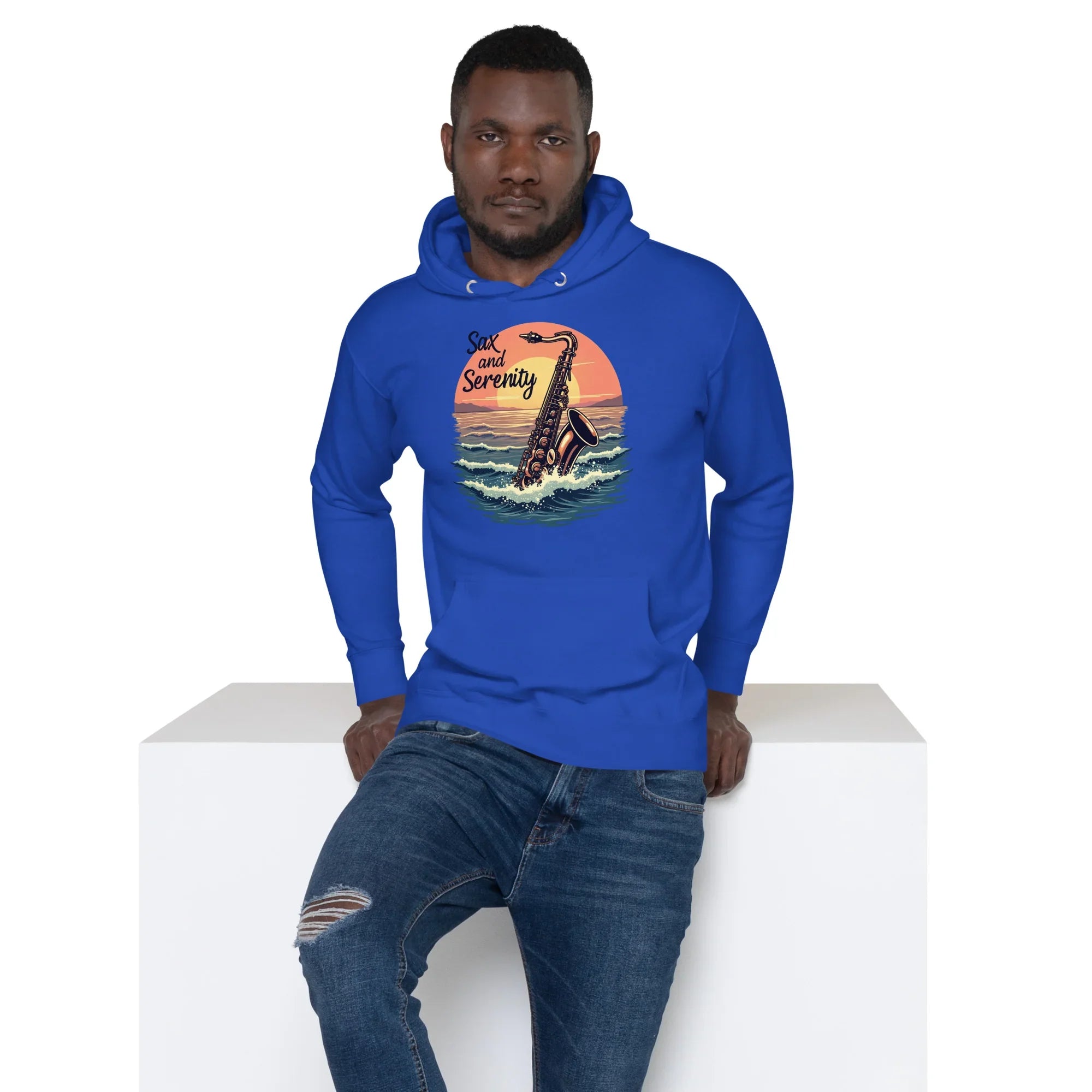 Sax and Serenity Hoodie – Sunset Jazz Vibes for Peaceful Souls - RaZits
