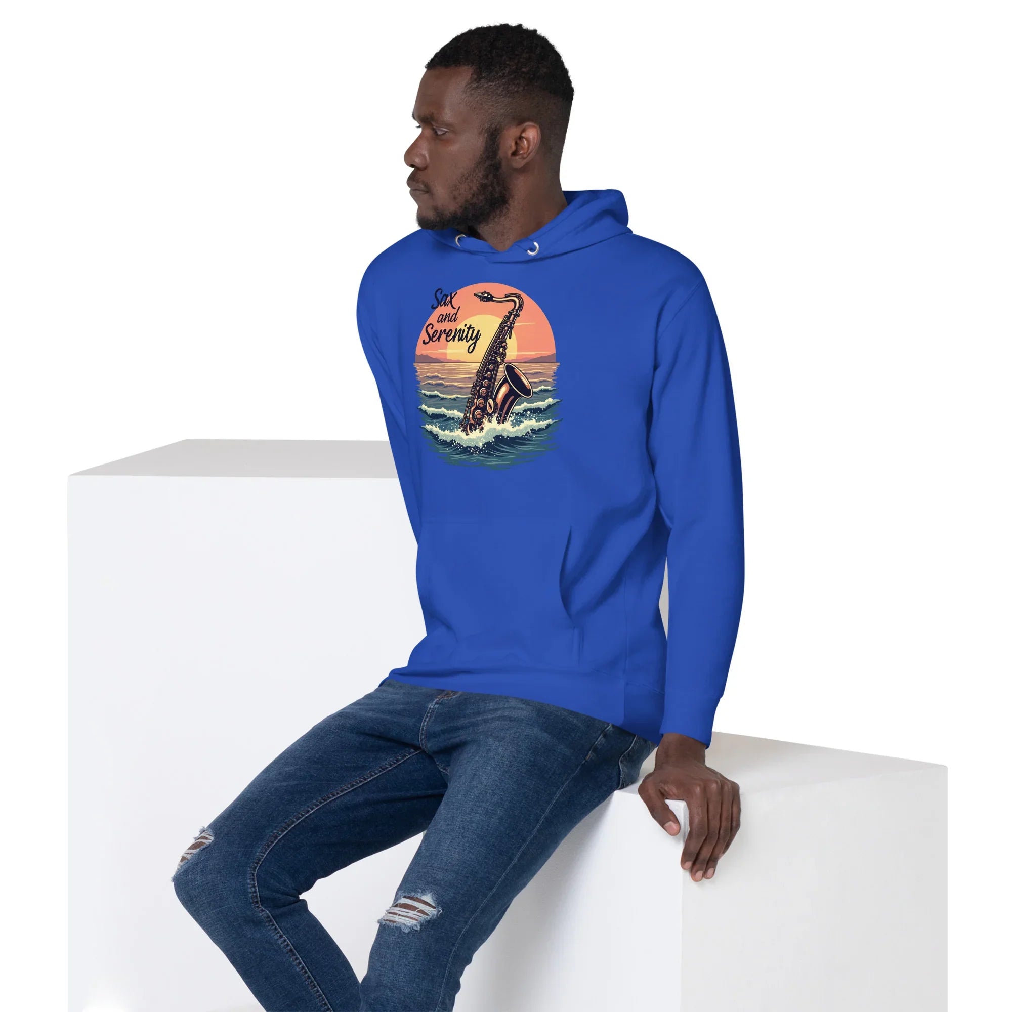 Sax and Serenity Hoodie – Sunset Jazz Vibes for Peaceful Souls - RaZits