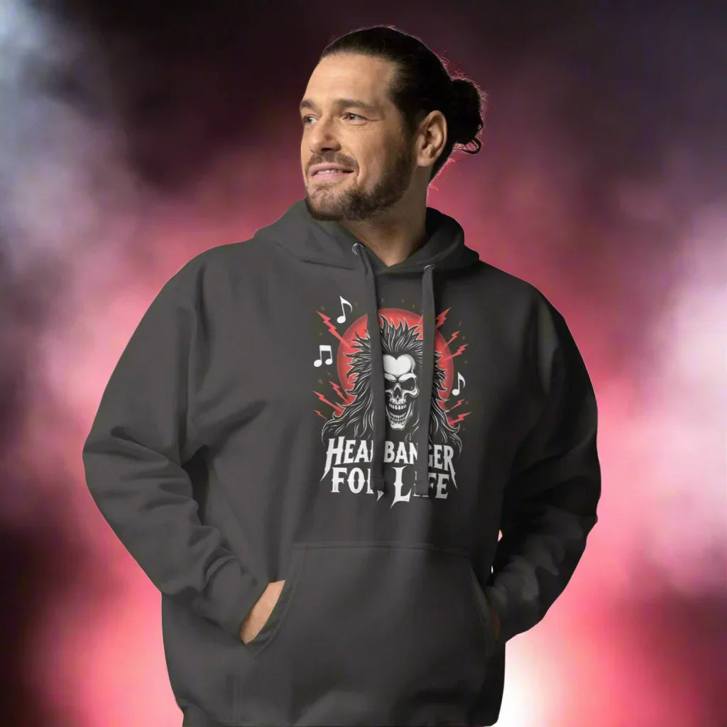 Headbanger For Life Hoodie – Skull Metal Aesthetic - RaZits