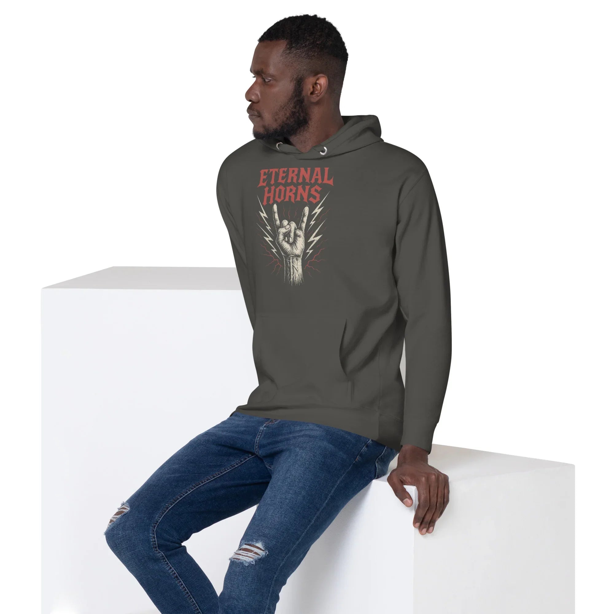 Eternal Horns Premium Hoodie – Lightning Rock Style - RaZits