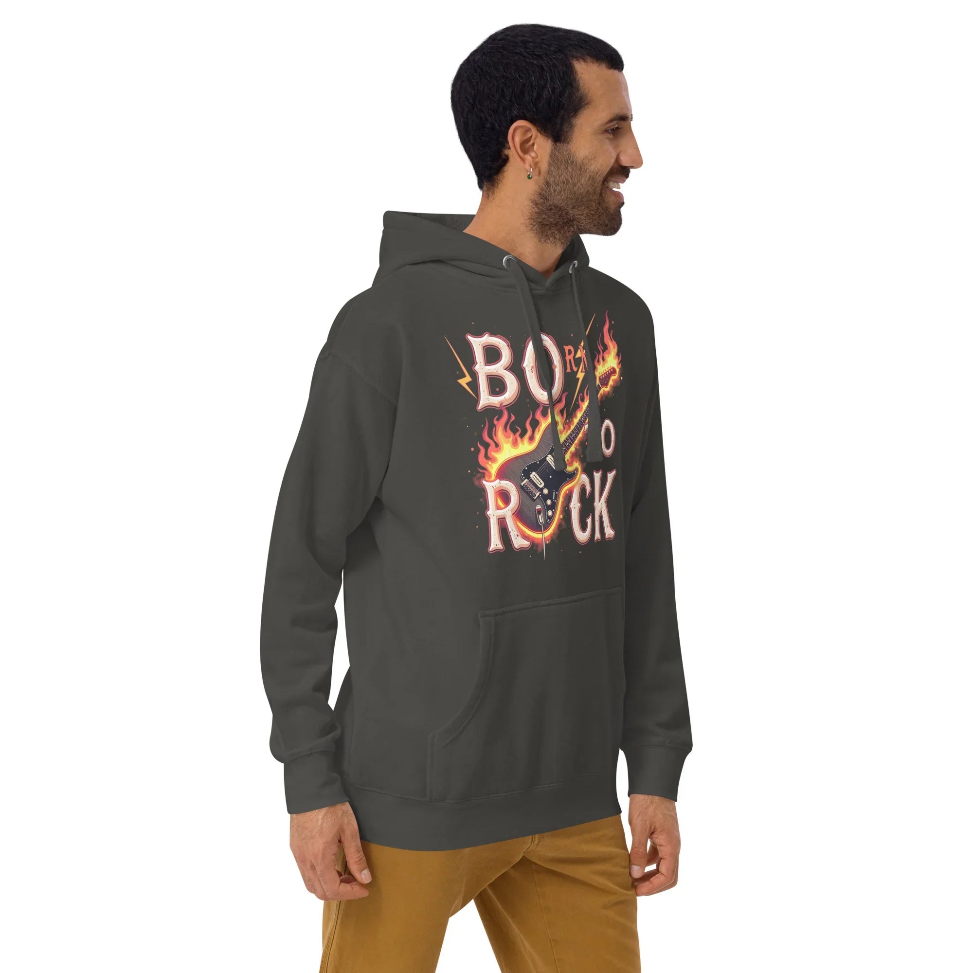 Born to Rock Flame Hoodie – Blazing Guitar Graphic Vibes - RaZits