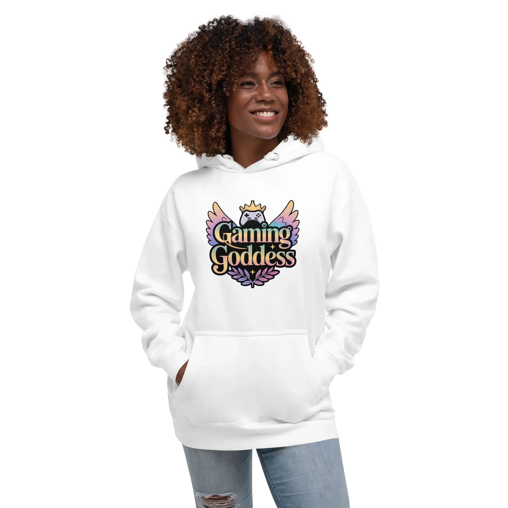Gaming Goddess Hoodie – Pastel Wings & Crown Design for Women - RaZits