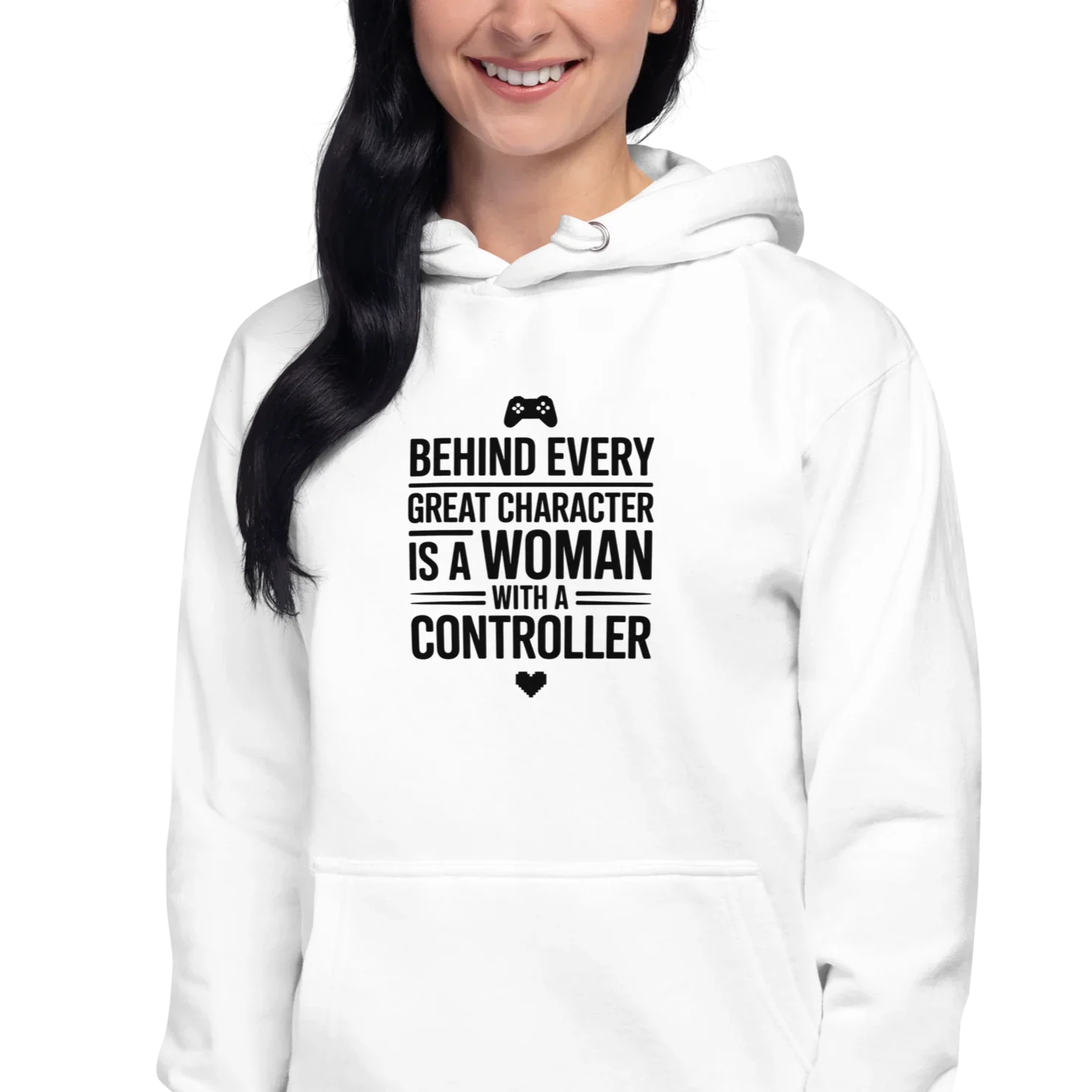 Behind Every Great Character Hoodie – Gamer Girl Controller Quote - RaZits