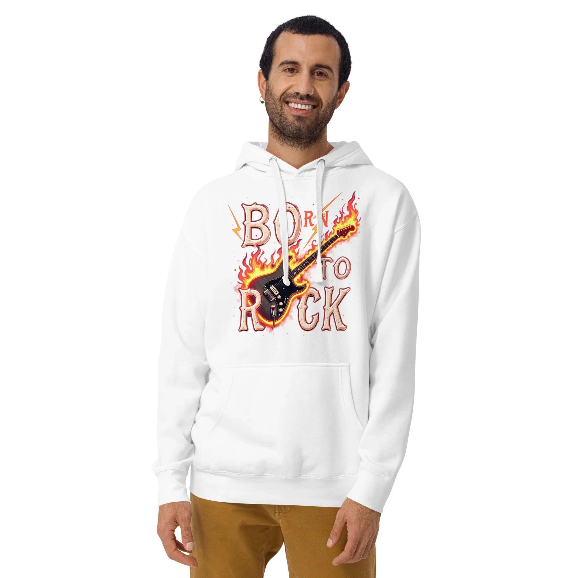 Born to Rock Flame Hoodie – Blazing Guitar Graphic Vibes - RaZits