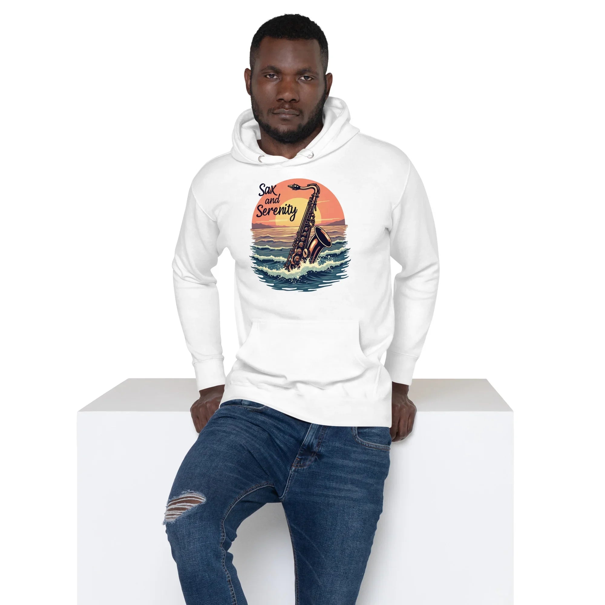 Sax and Serenity Hoodie – Sunset Jazz Vibes for Peaceful Souls - RaZits