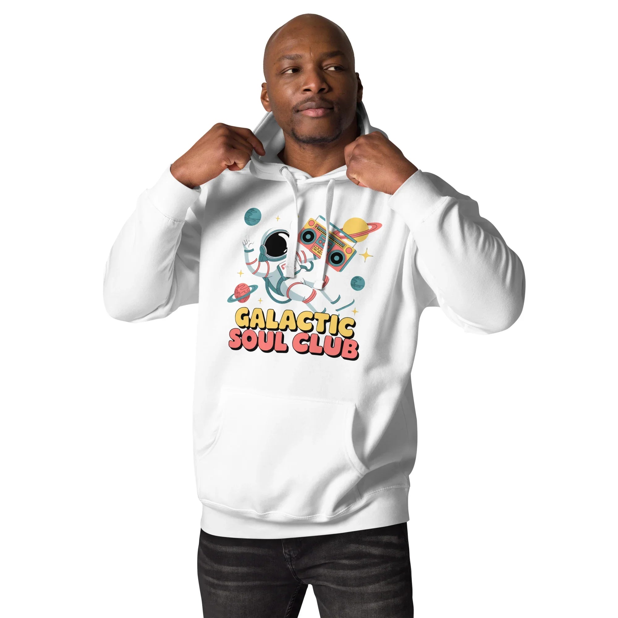 Galactic Soul Club Hoodie – Retro Astronaut Art - RaZits