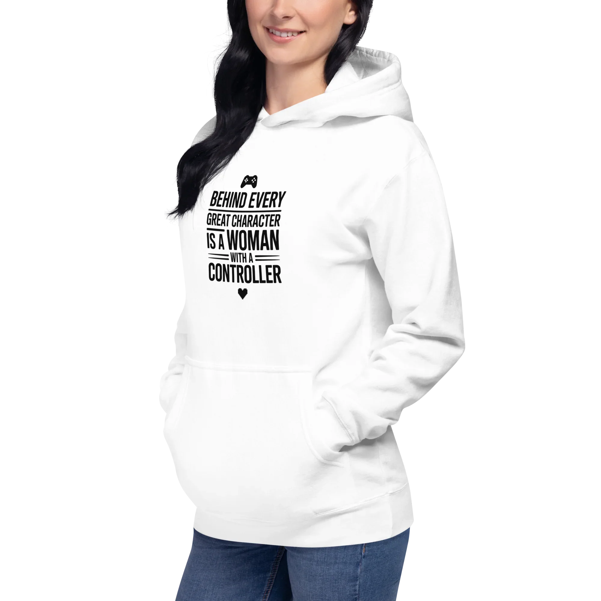 Behind Every Great Character Hoodie – Gamer Girl Controller Quote - RaZits