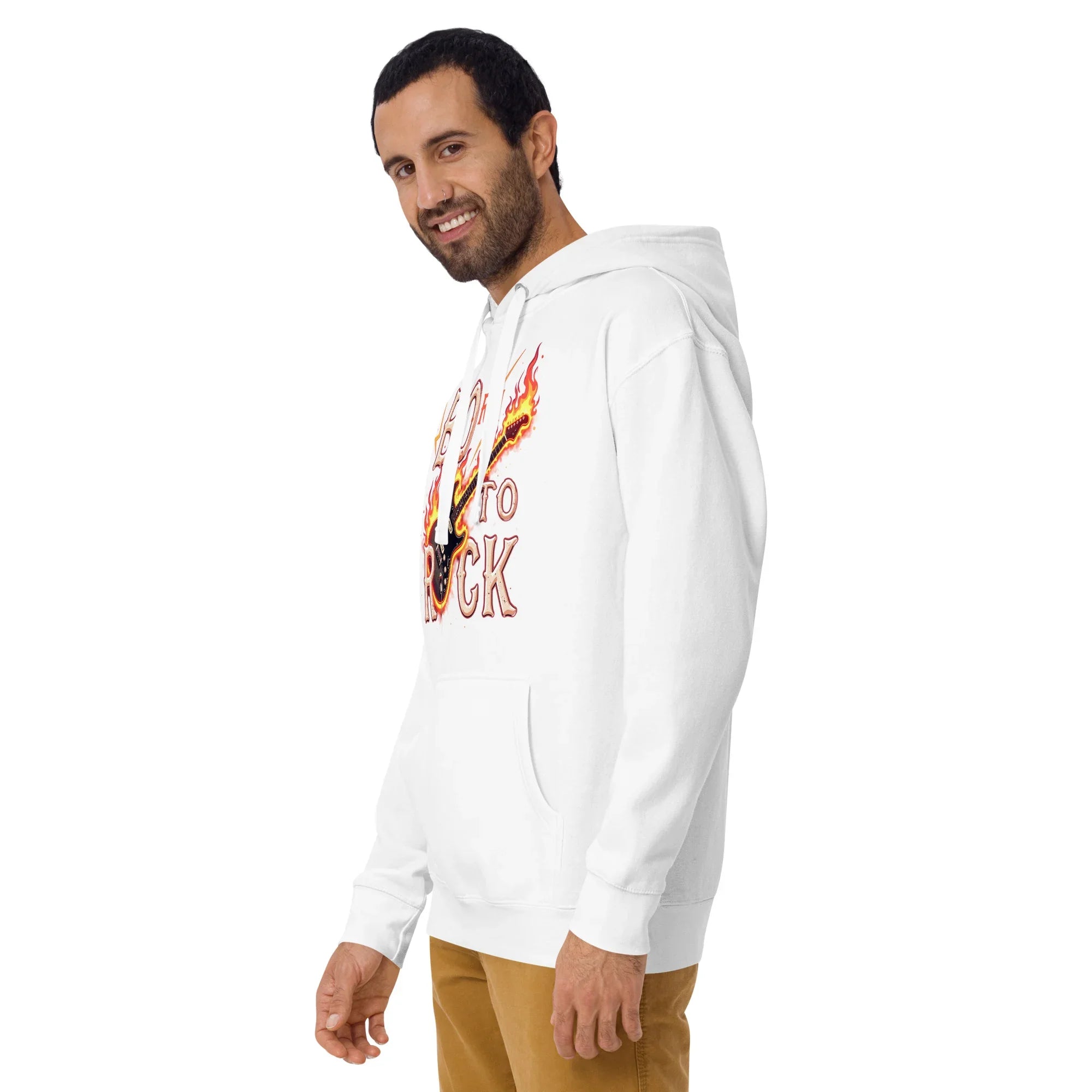 Born to Rock Flame Hoodie – Blazing Guitar Graphic Vibes - RaZits