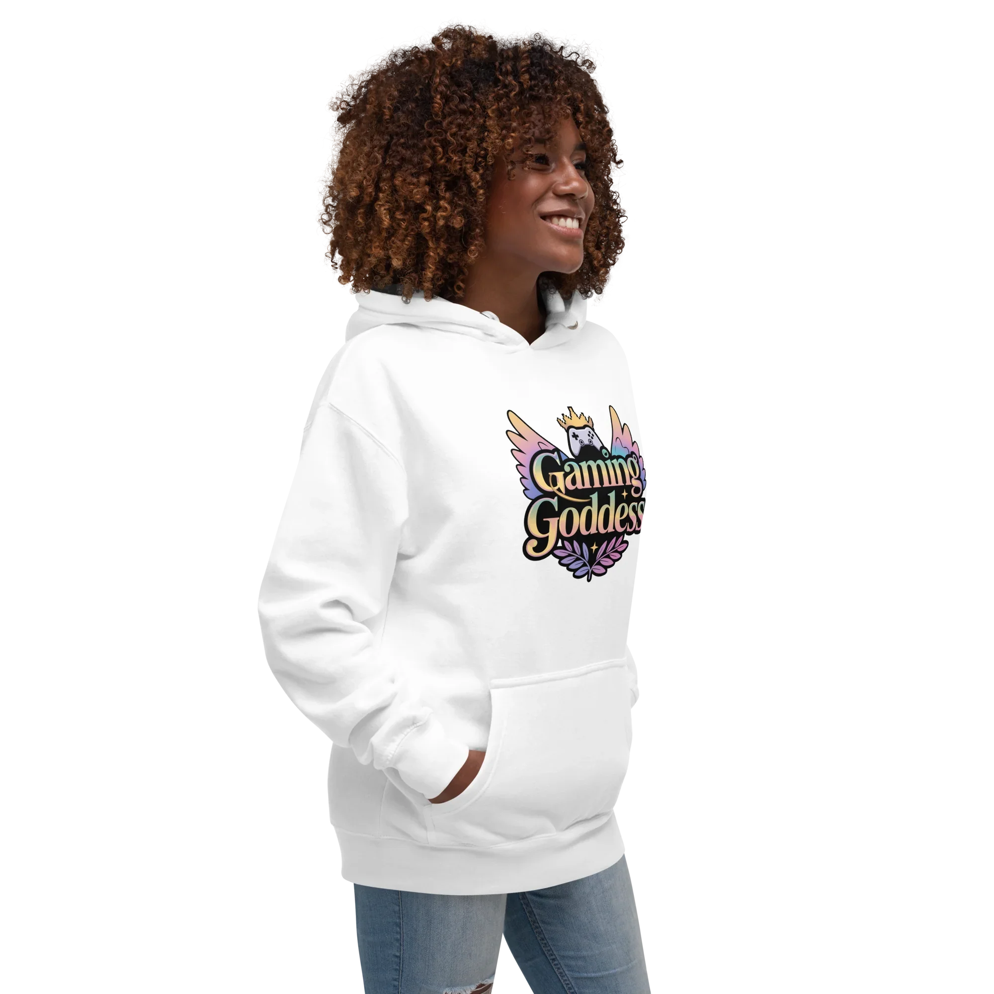 Gaming Goddess Hoodie – Pastel Wings & Crown Design for Women - RaZits